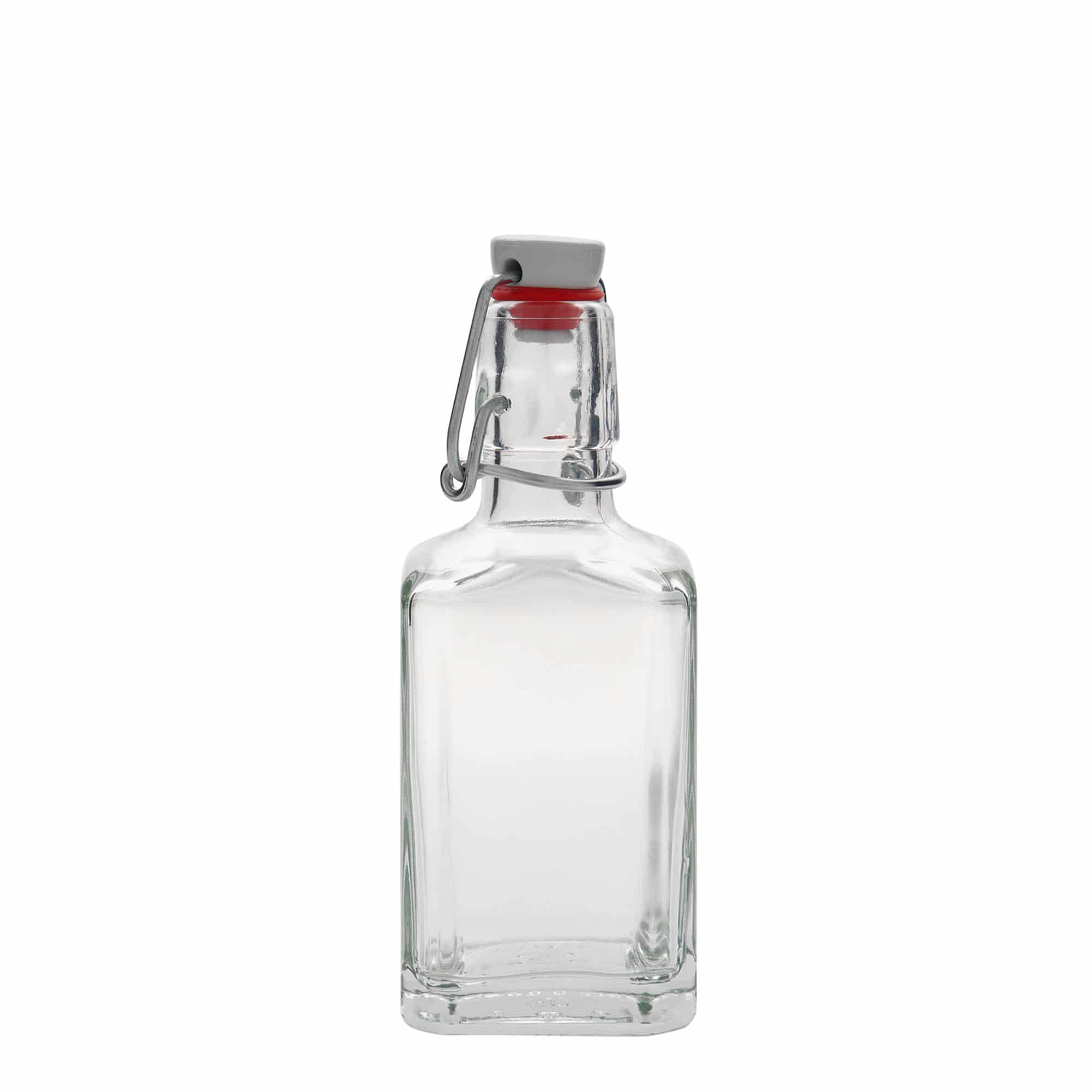 250 ml staklena boca 'Rialto', kvadratna, grlo: zatvarač s kopčom