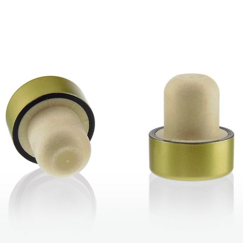 Čep s drškom 19 mm, plastika, zlatna, za otvor: čep