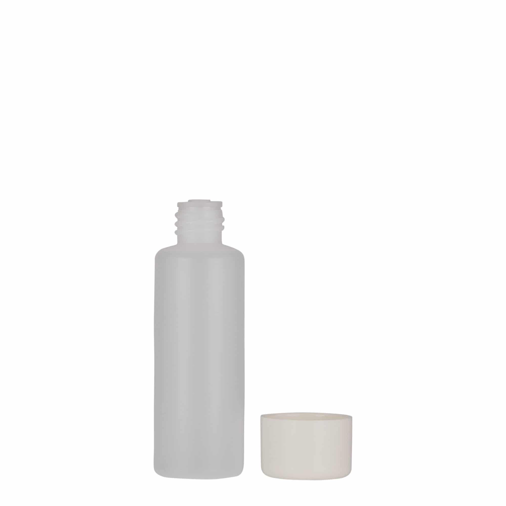 Okrugla flaša 50 ml, PE plastika, prirodna, otvor: Navojni zatvarač
