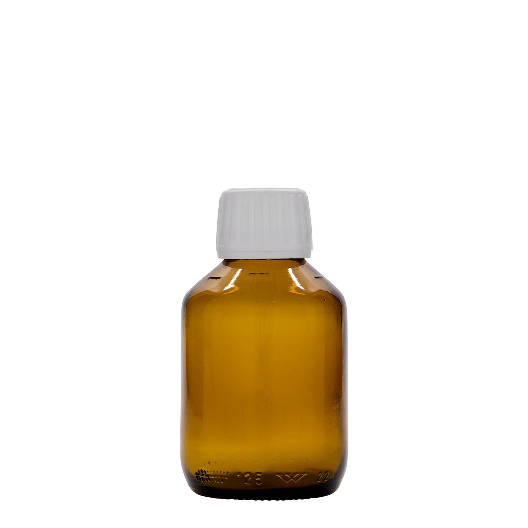 125 ml medicinska boca, smeđa, staklo, grlo: PP 28