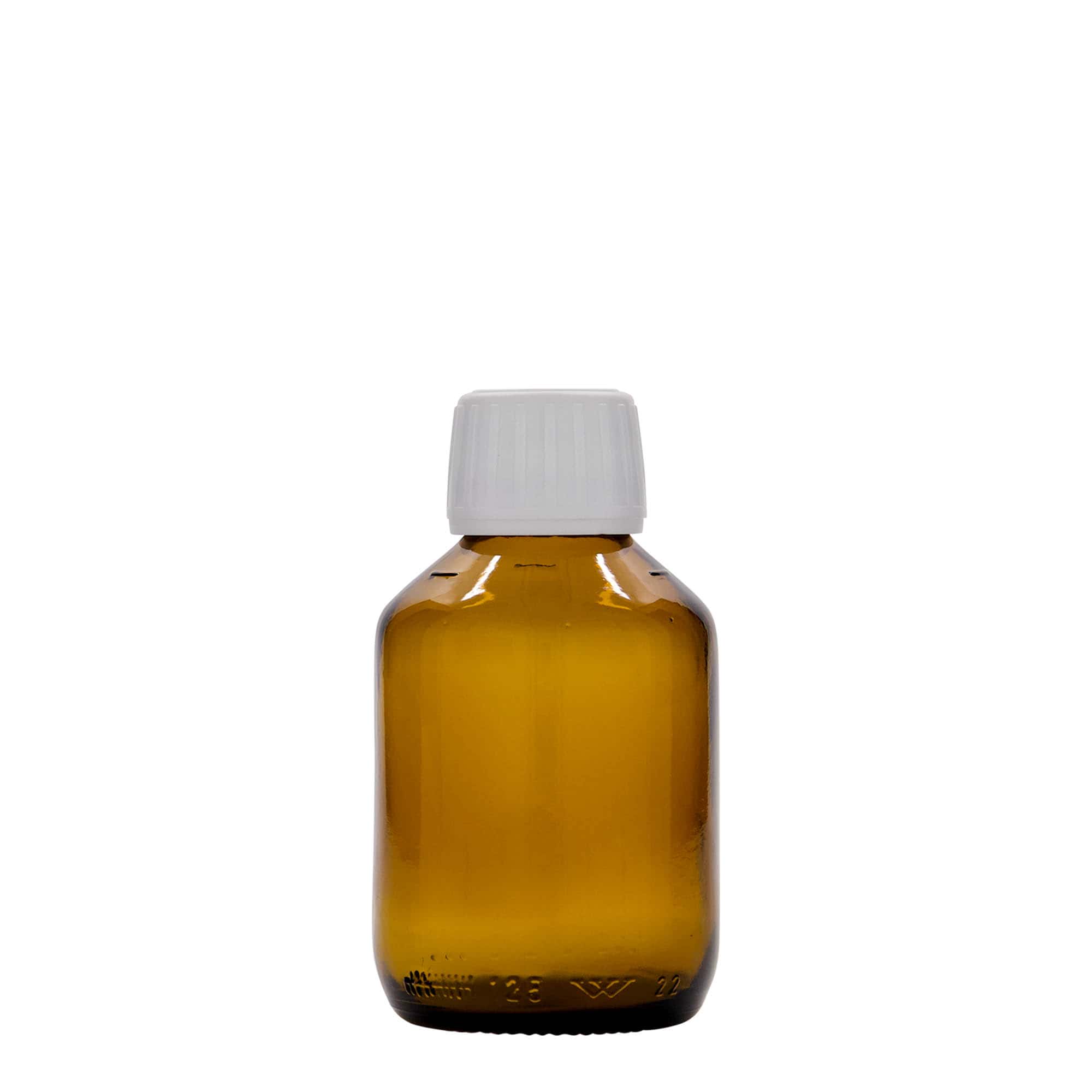 125 ml medicinska boca, smeđa, staklo, grlo: PP 28