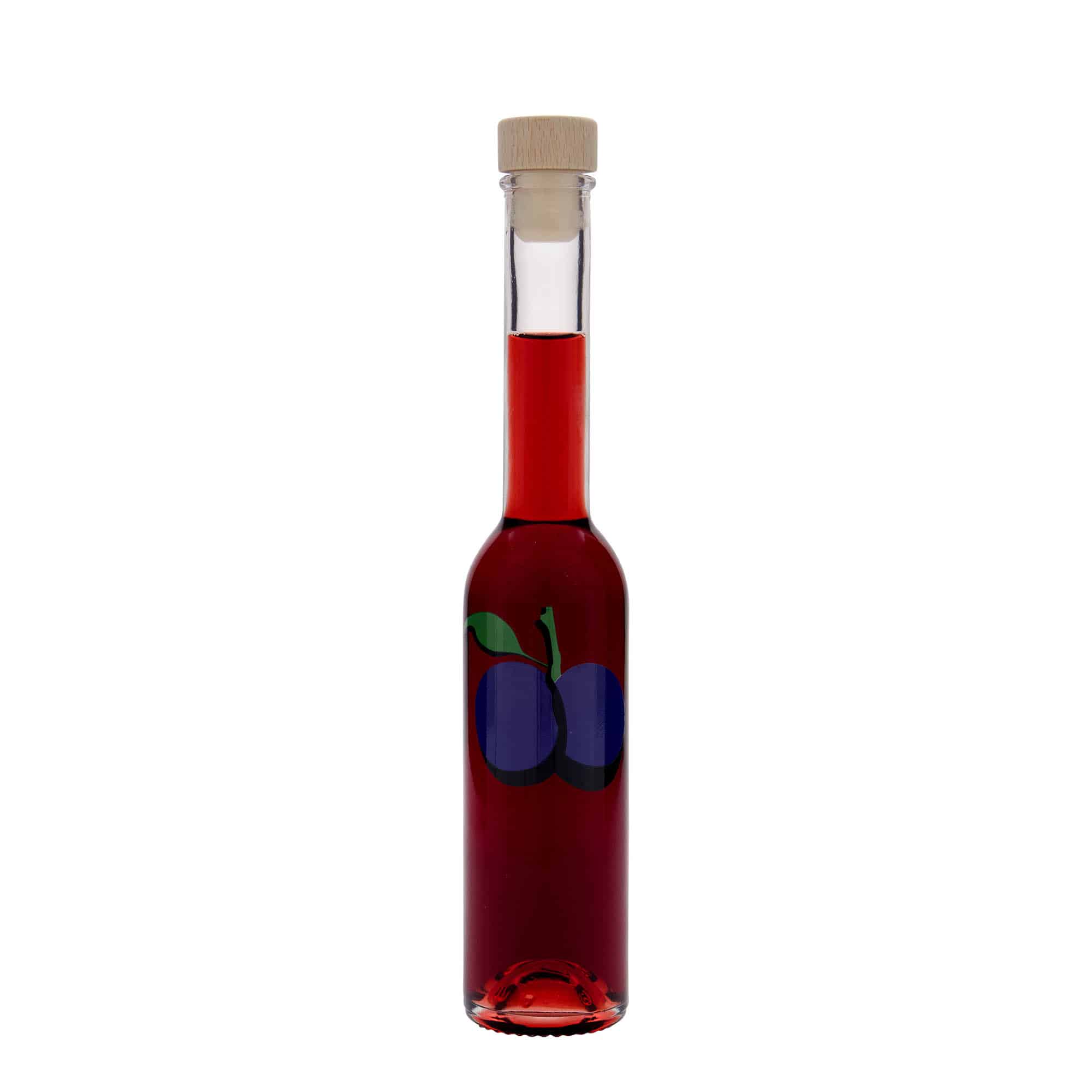 Staklena flaša 200 ml 'Opera', motiv: Šljiva, otvor: Pluto