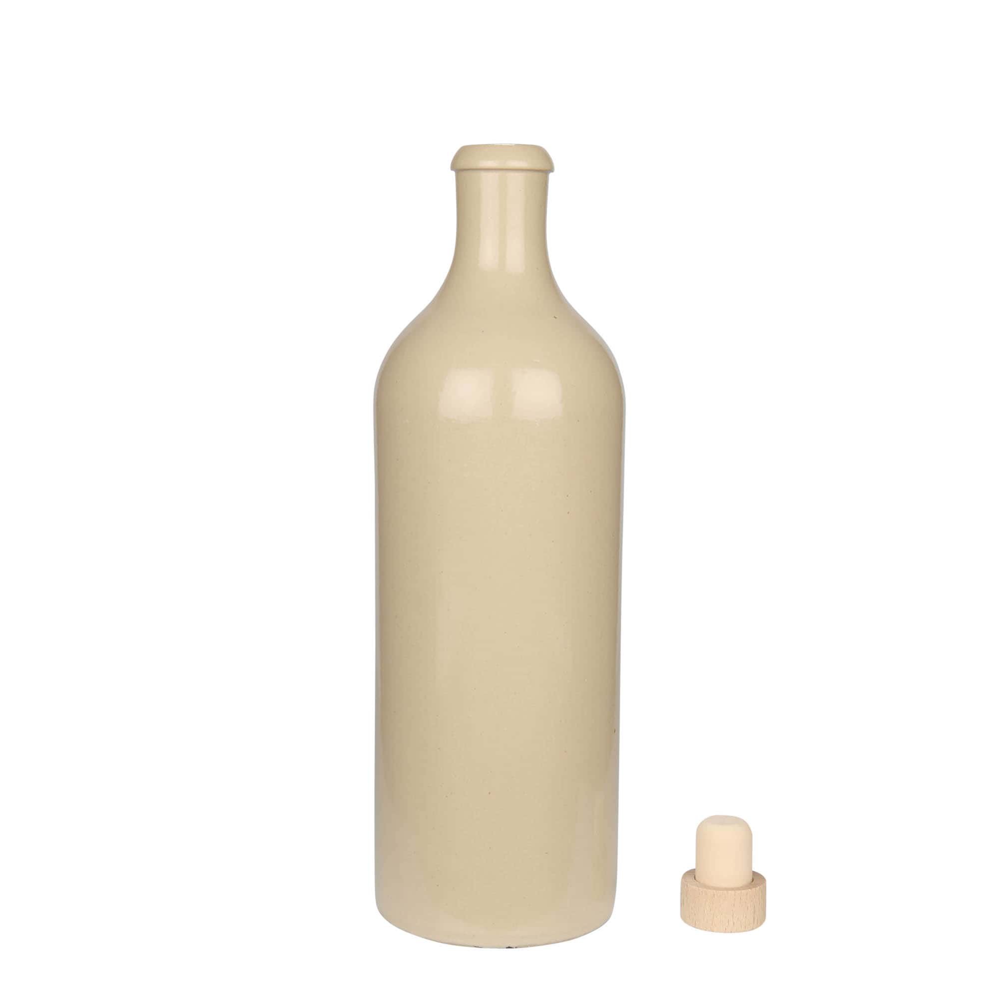 750 ml glineni vrč, kamenina, bež, otvor: pluta