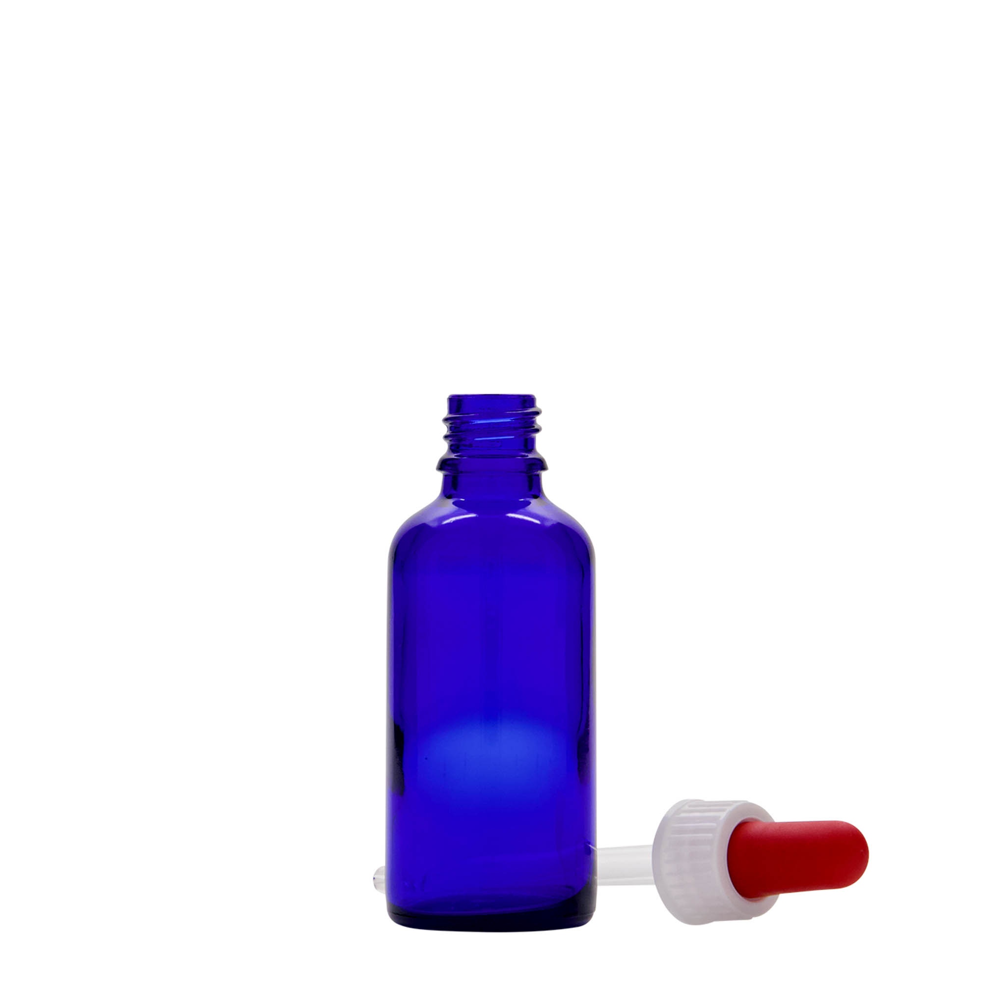 50 ml bočica s pipetom za medicinu, staklena, kraljevsko plava-crvena, grlo: DIN 18 50 ml bočica s pipetom za medicinu, staklena, kraljevsko plava-crvena, grlo: DIN 18