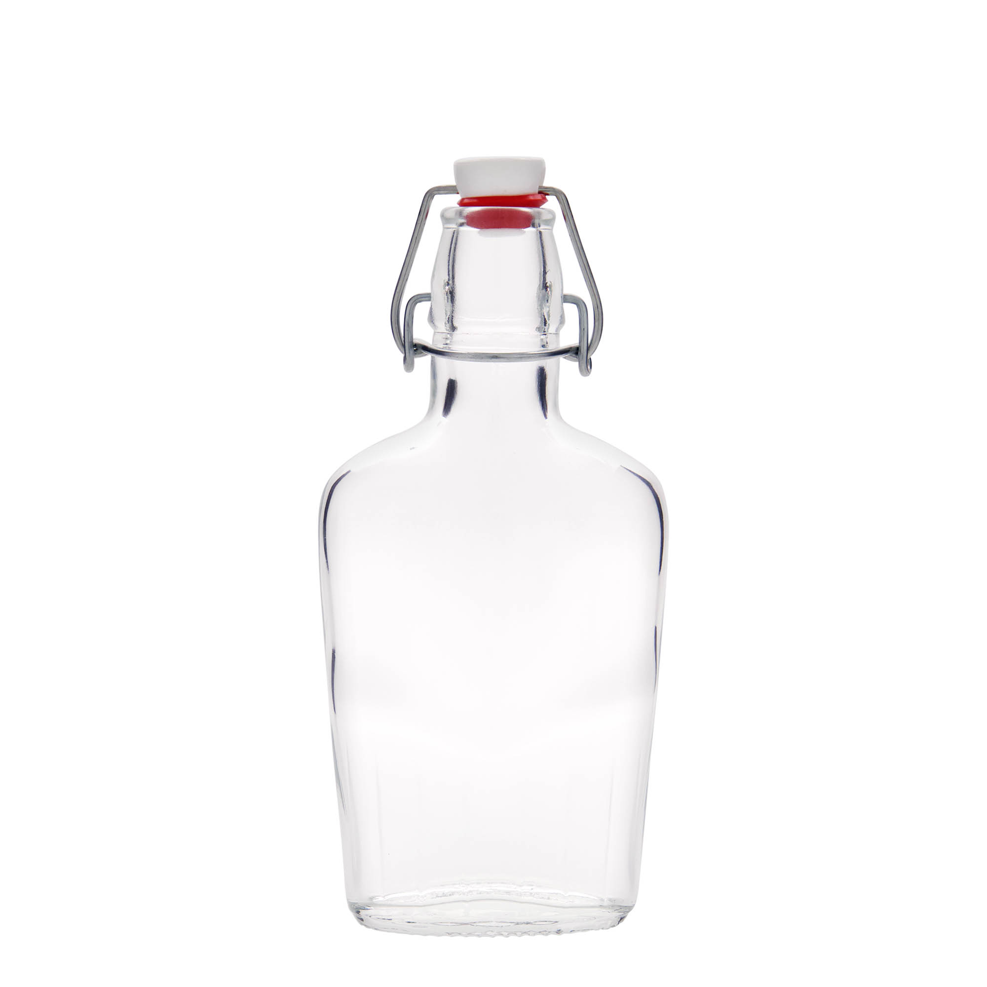 250 ml staklena boca 'Fiaschetta', ovalna, grlo: zatvarač s kopčom 250 ml staklena boca 'Fiaschetta', ovalna, grlo: zatvarač s kopčom