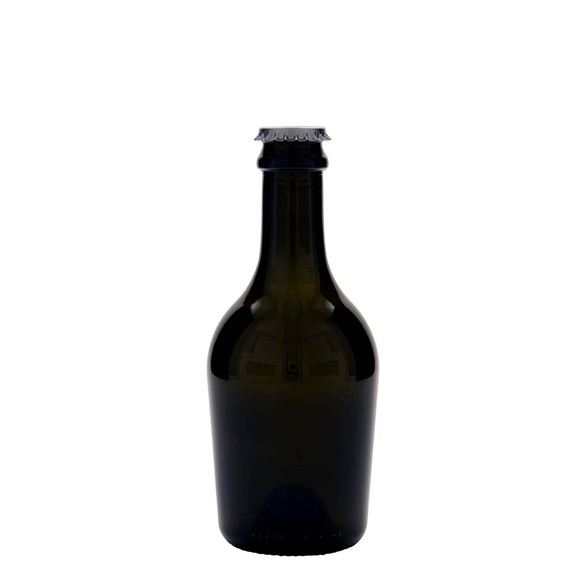 330 ml boca za pivo/šampanjac „Butterfly“, staklo, antikno zelena, grlo: krunski čep