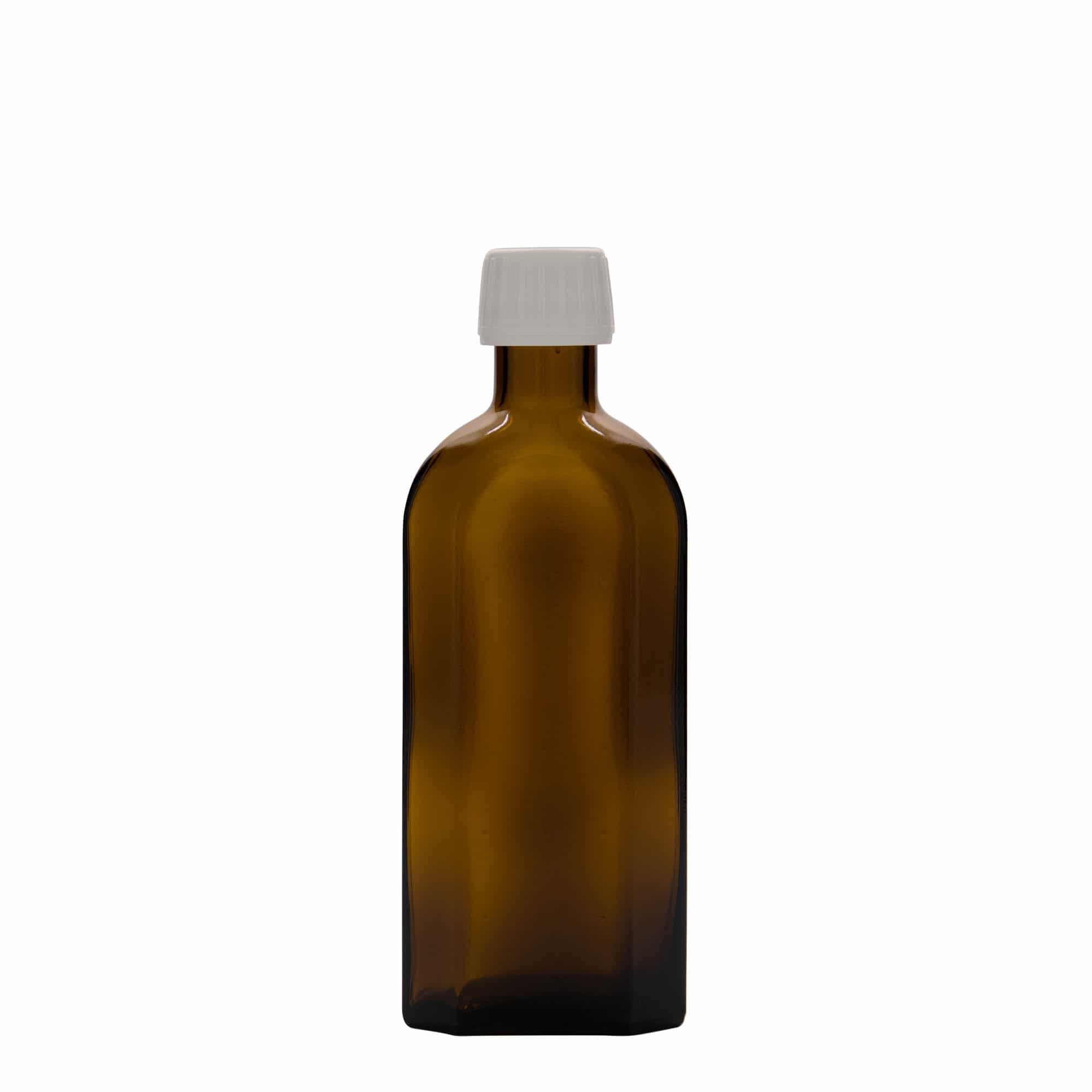 Medicinska flaša 250 ml Meplat, ovalna, staklo, smeđa, otvor: PP 28