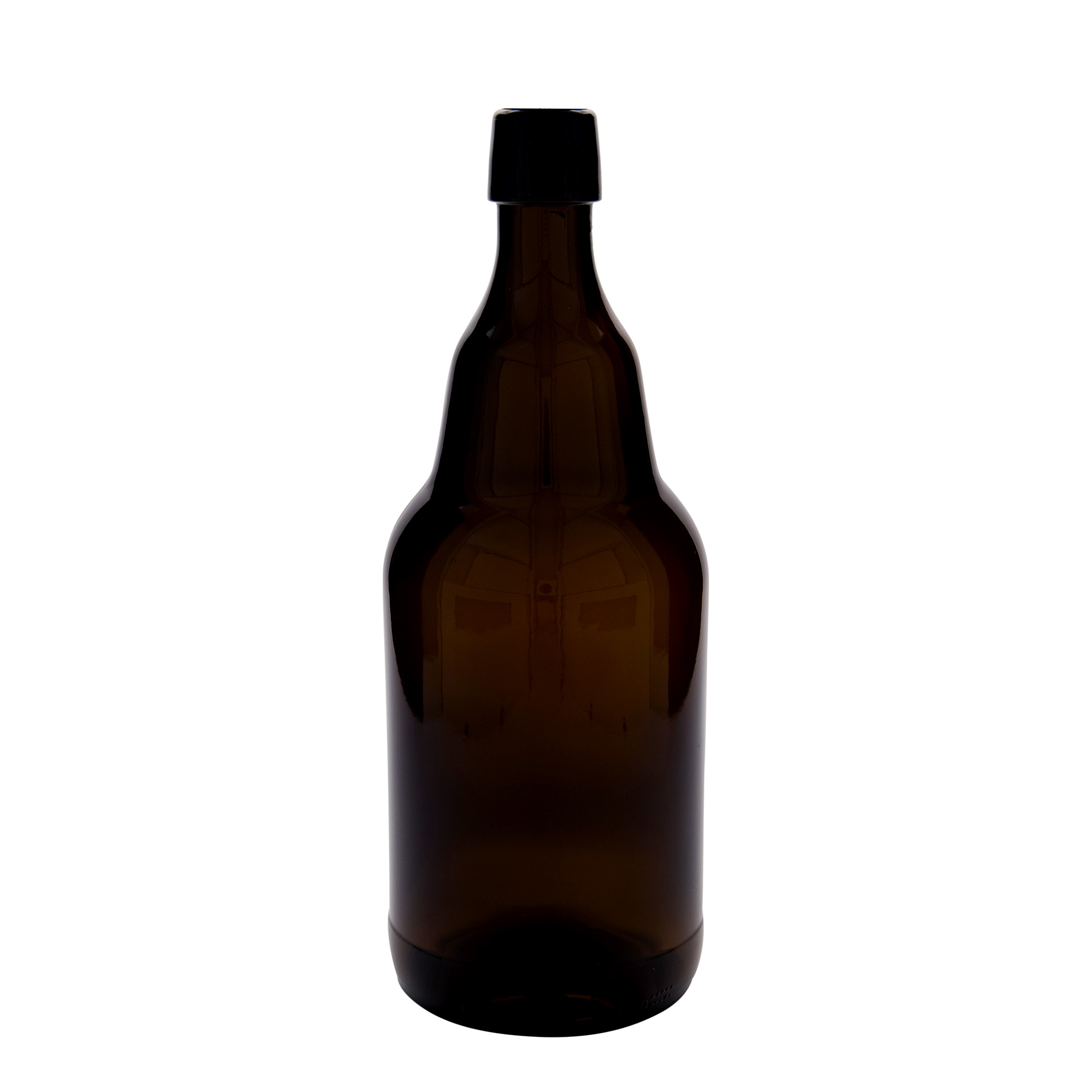 2.000 ml boca za pivo, staklo, smeđa, otvor: zatvarač sa kopčom