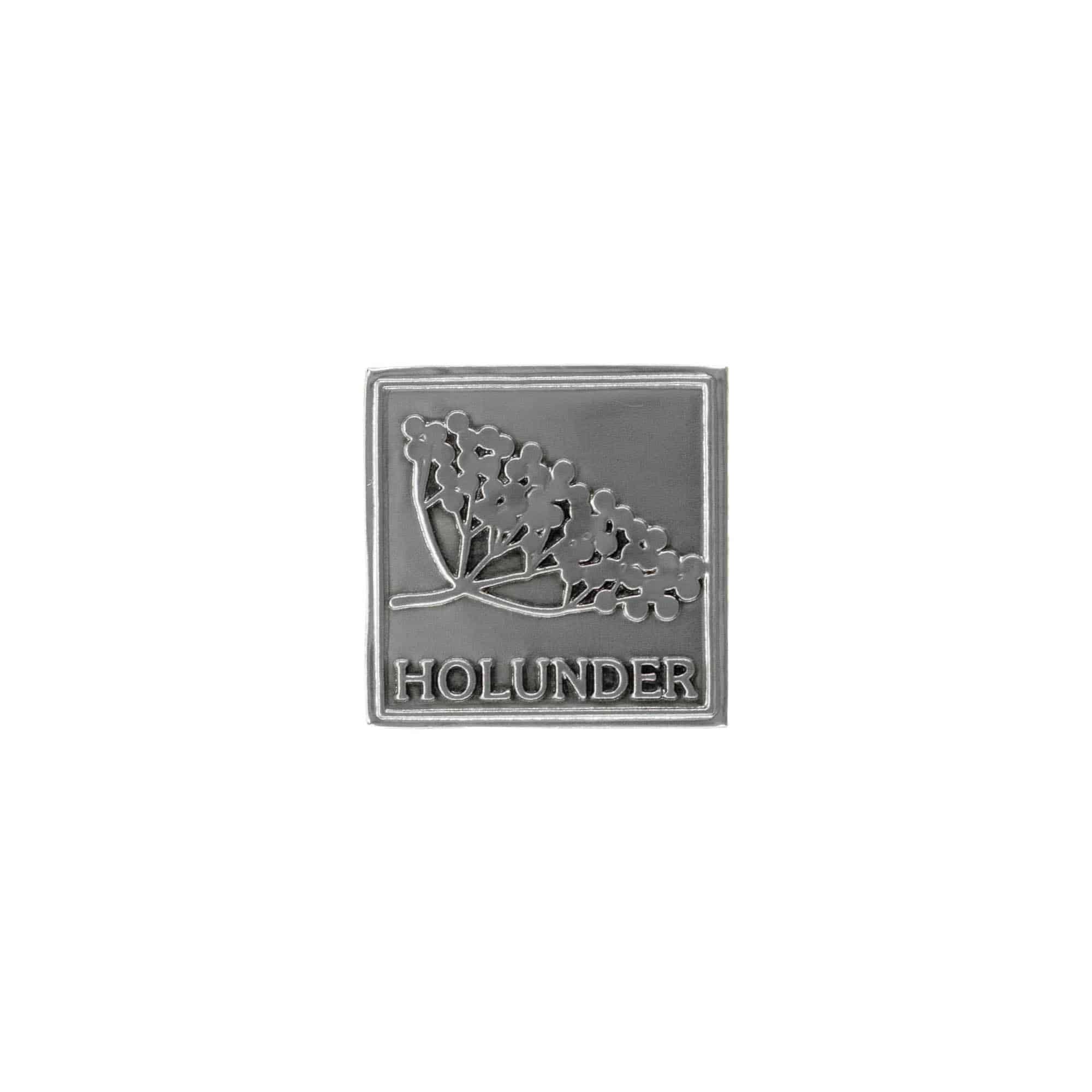 Cink etiketa 'Holunder', kvadratna, metal, srebrna