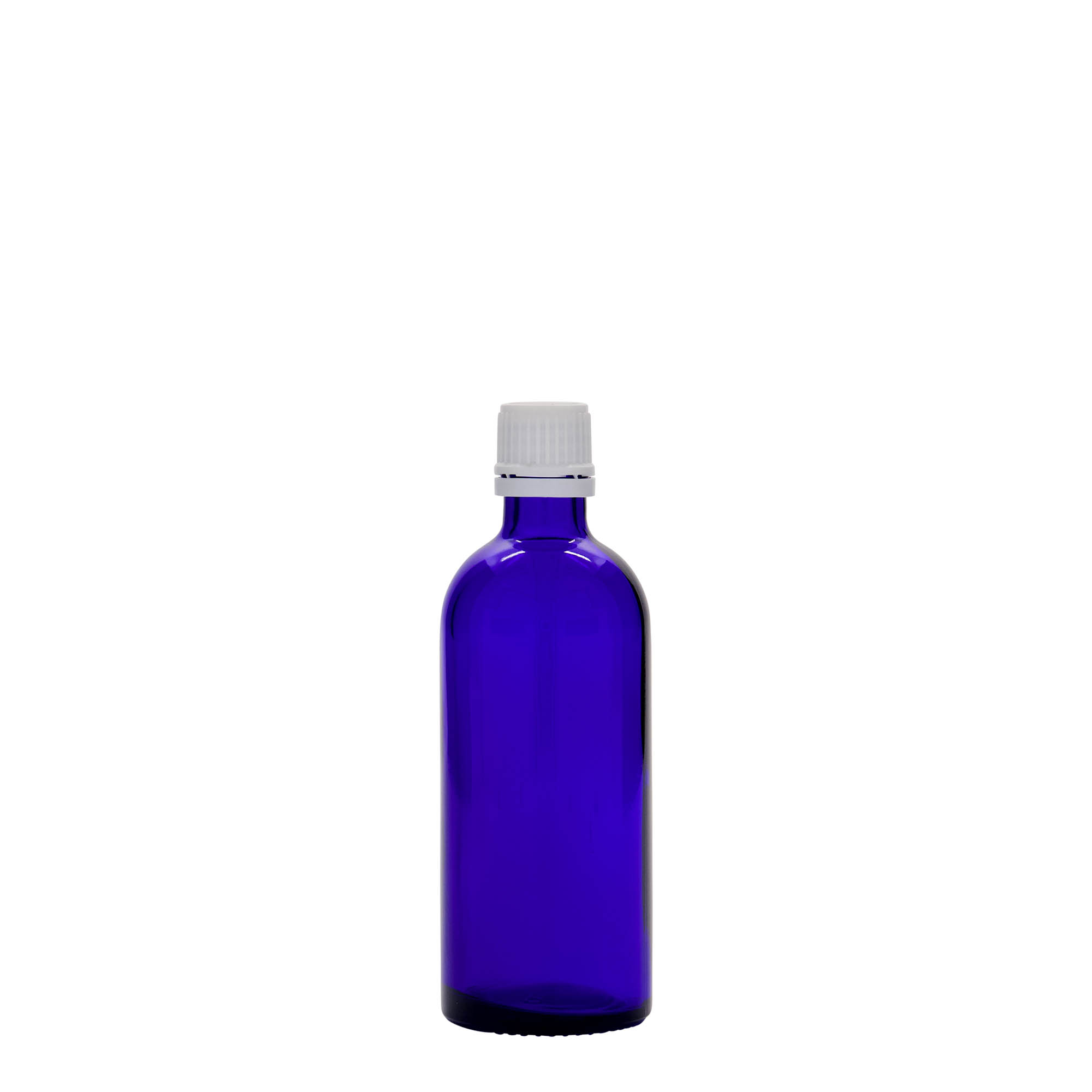 Medicinska flaša 100 ml, staklo, kraljevsko plava, otvor: DIN 18