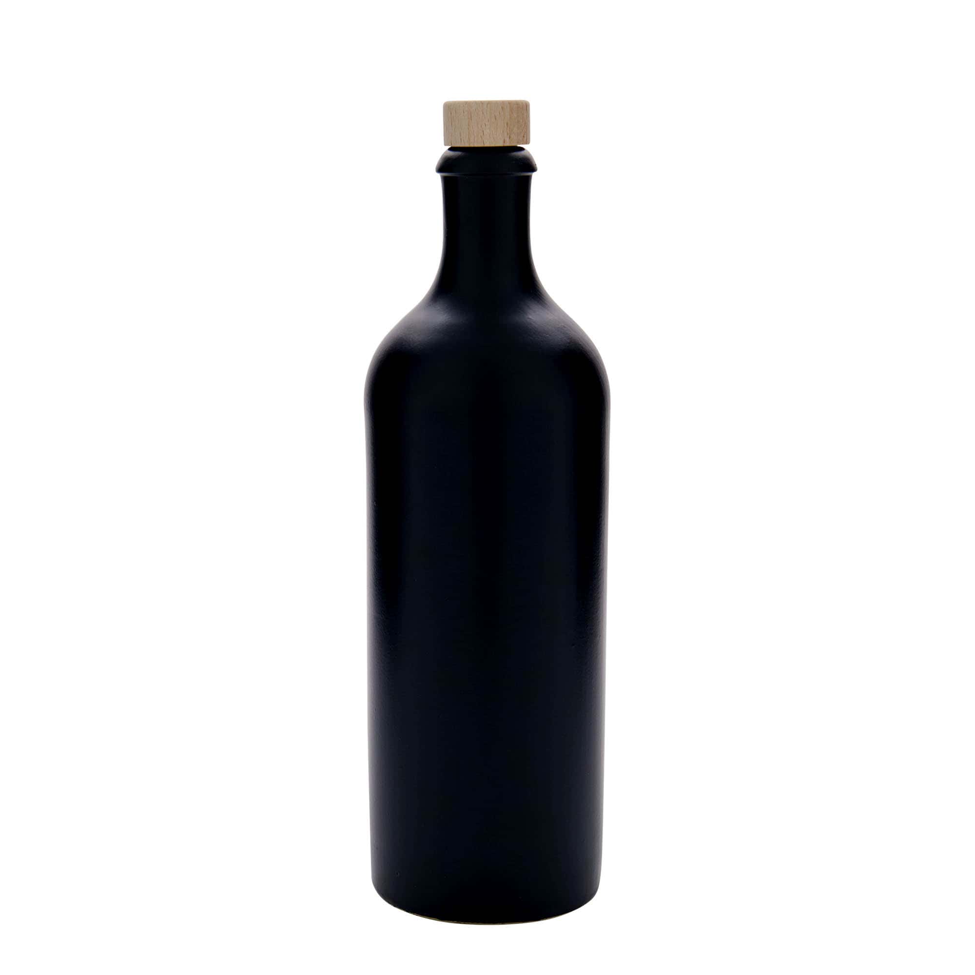 Glineni vrč 750 ml, keramika, crna, otvor: Pluto