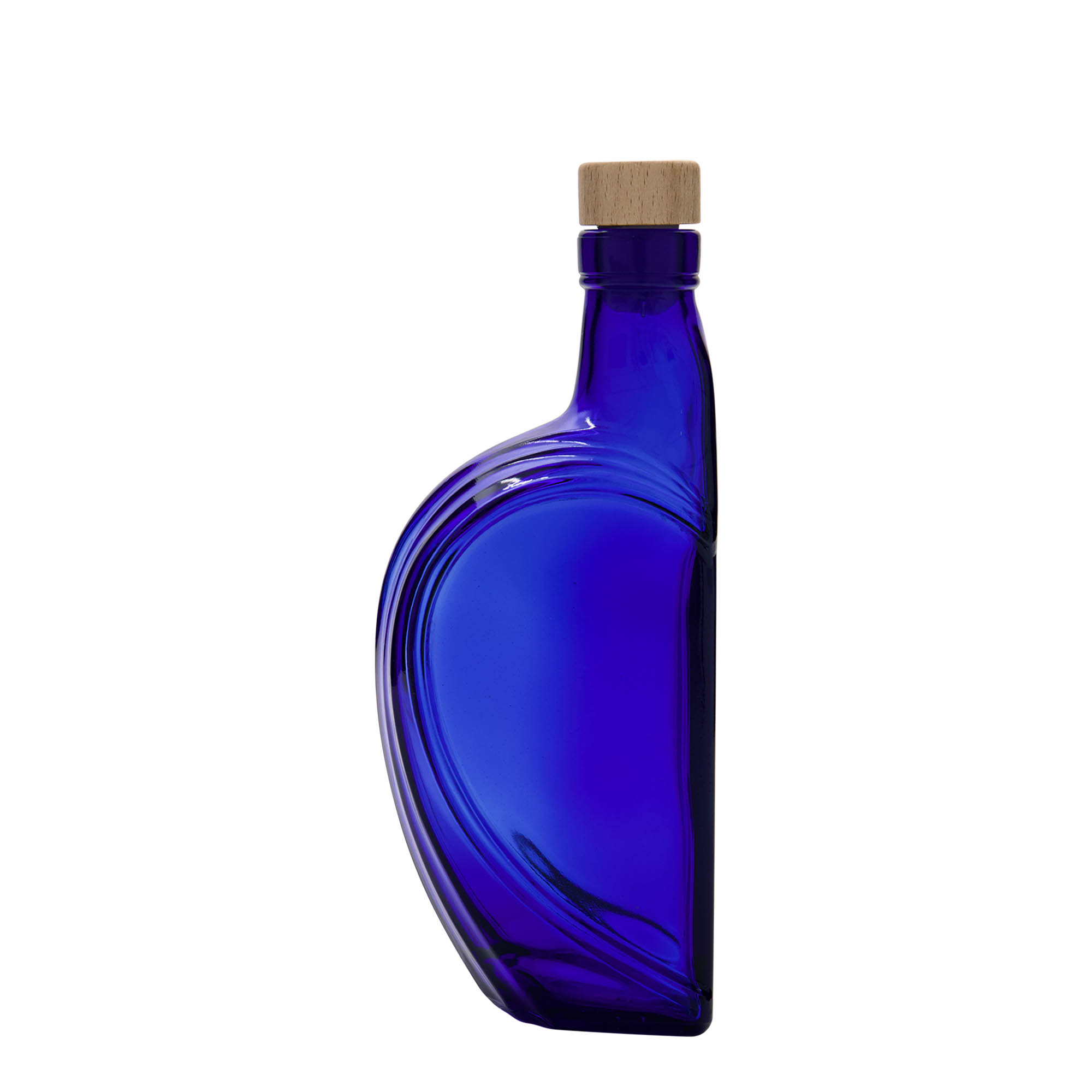375 ml staklena boca 'Sweethearts', pravougaona, kraljevsko plava, otvor: pluta