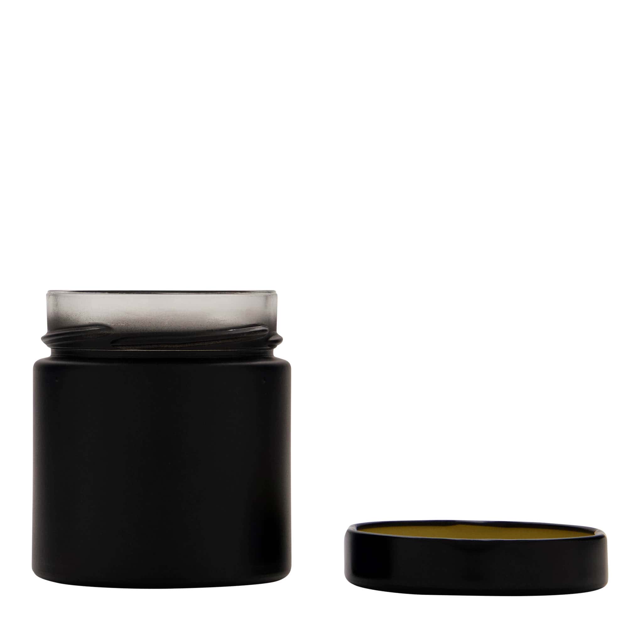 220 ml okrugla staklena posuda 'Aurora', crna, otvor: Deep-Twist-Off (DTO 66)