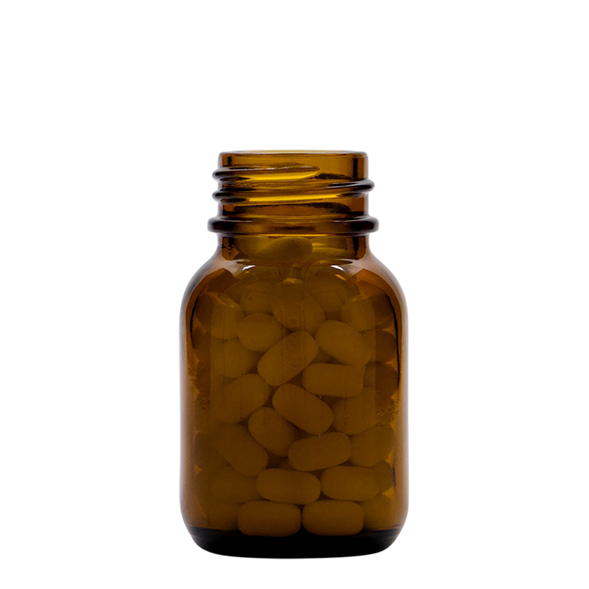 50 ml staklena boca širokog grla, smeđa, grlo: DIN 32