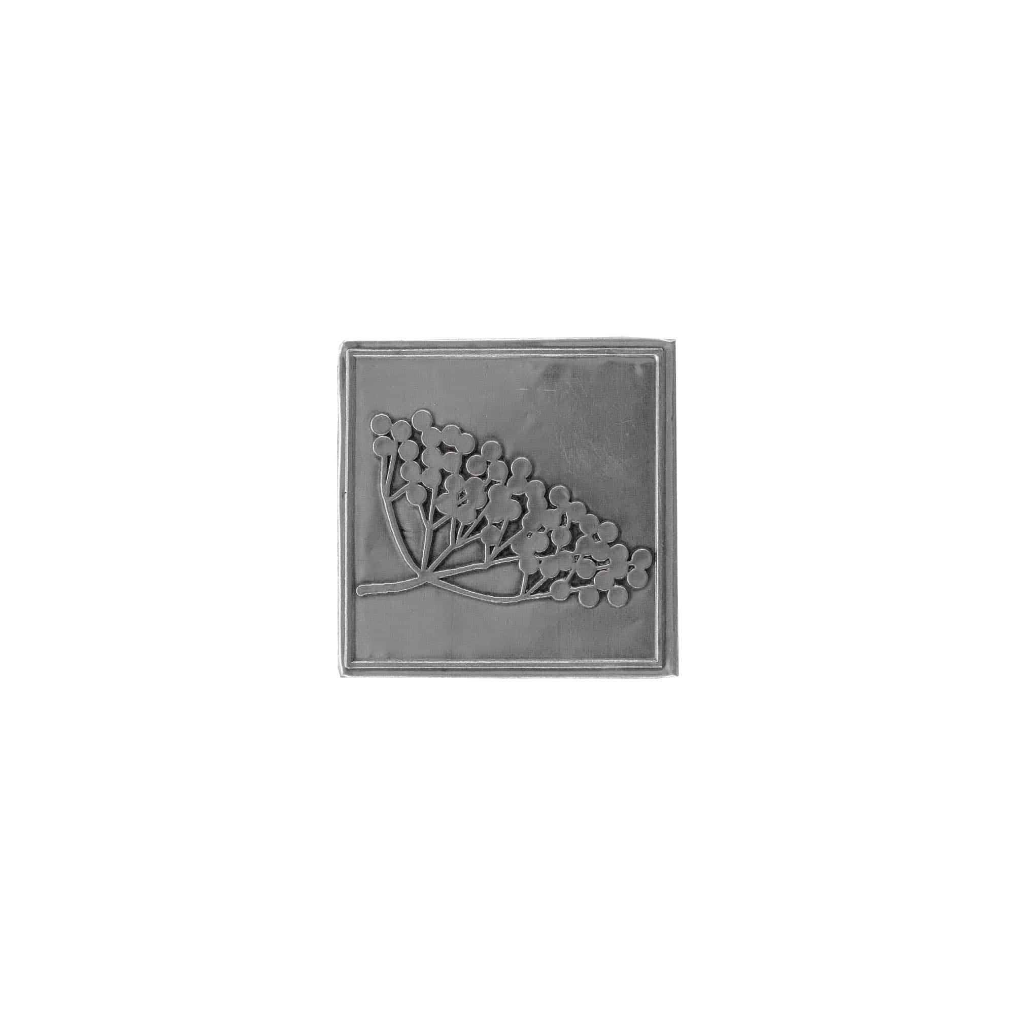 Limena etiketa 'Bazga', kvadratna, metal, srebrna Limena etiketa 'Bazga', kvadratna, metal, srebrna