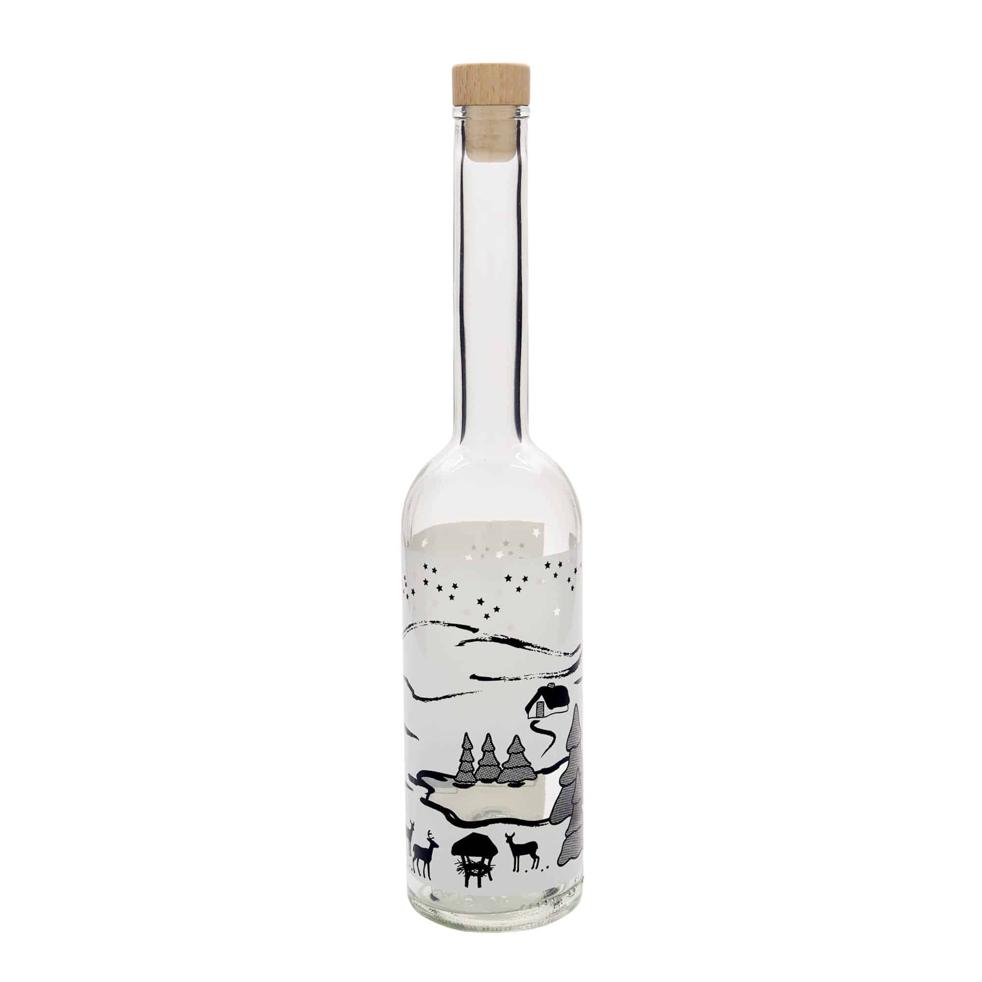 Staklena flaša 500 ml 'Opera', motiv: Zimski san-Bianco, otvor: Pluto