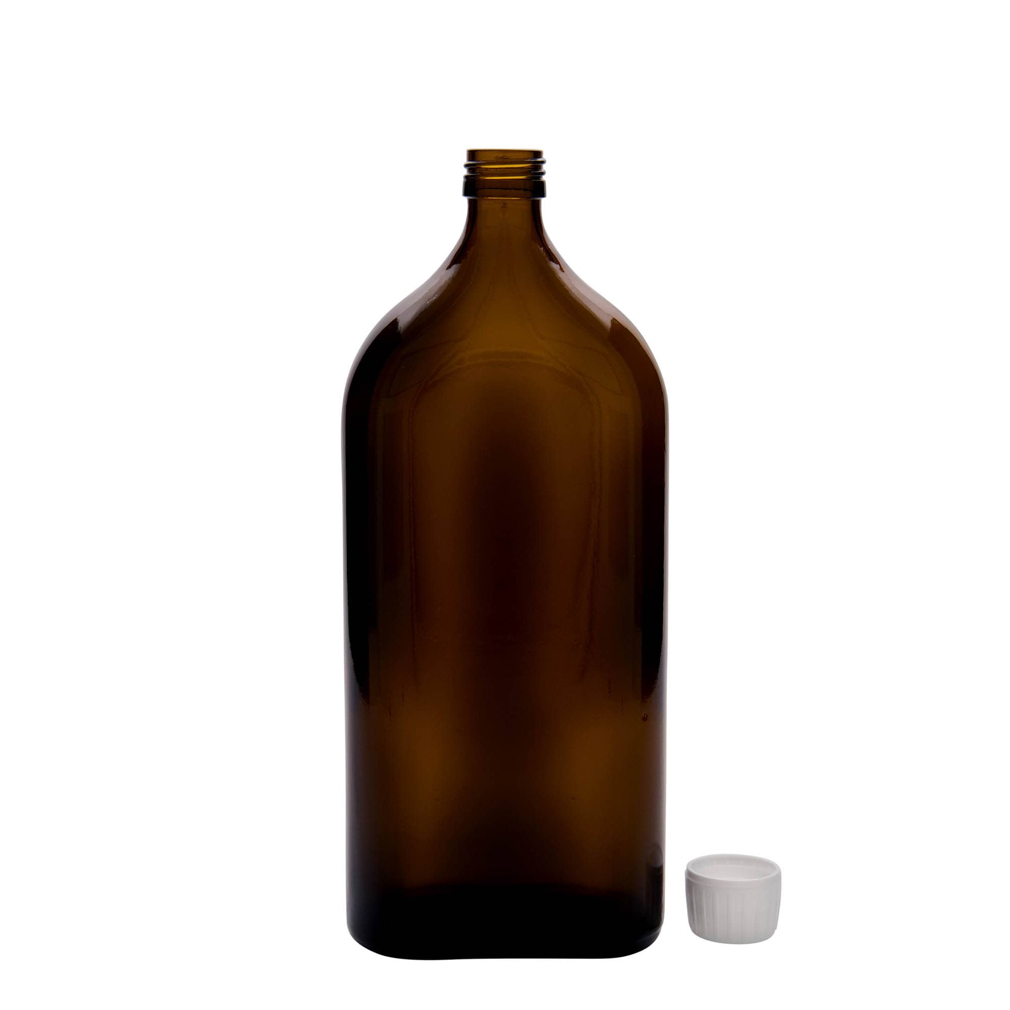 1.000 ml medicinska boca Meplat, ovalna, staklena, smeđa, grlo: PP 28