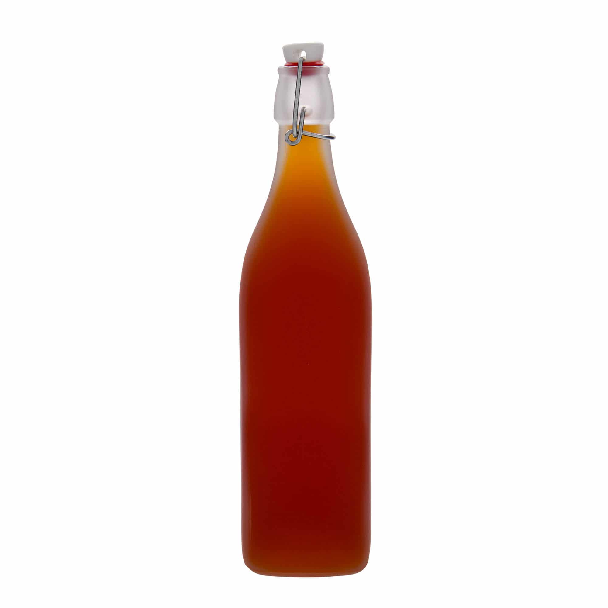 Staklena flaša 1.000 ml 'Swing, četvrtasta, bijela, otvor: Zatvarač sa žicom