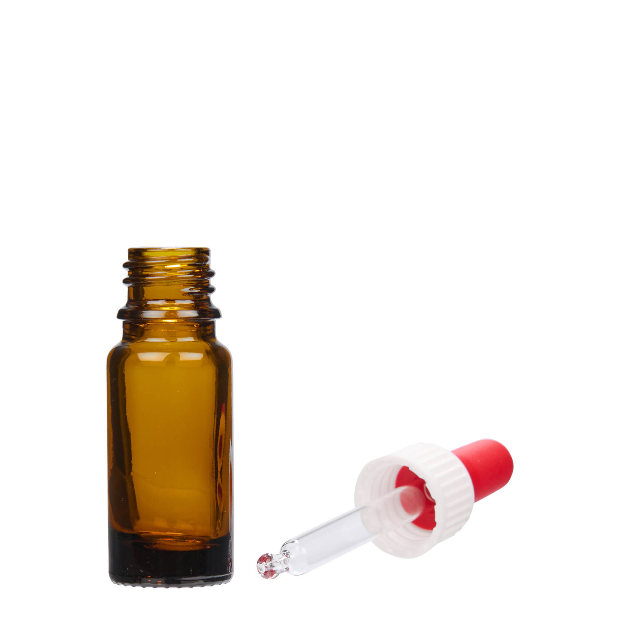 10 ml bočica s pipetom, medicinska, staklena, smeđa, grlo: DIN 18 10 ml bočica s pipetom, medicinska, staklena, smeđa, grlo: DIN 18