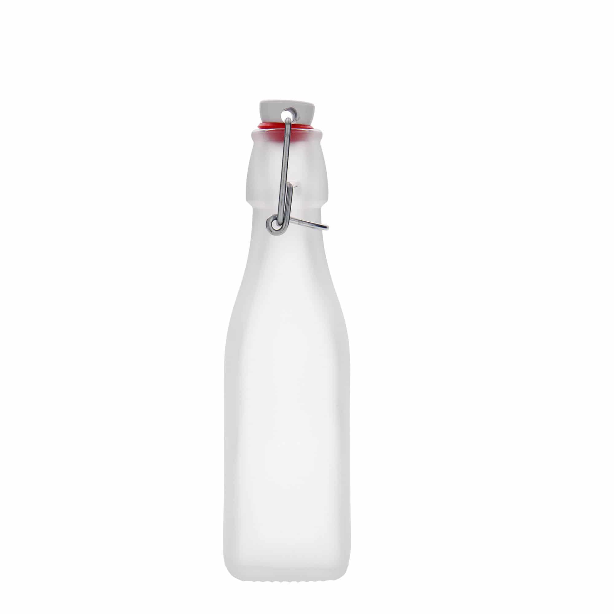 Staklena flaša 250 ml 'Swing, četvrtasta, bijela, otvor: Zatvarač sa žicom