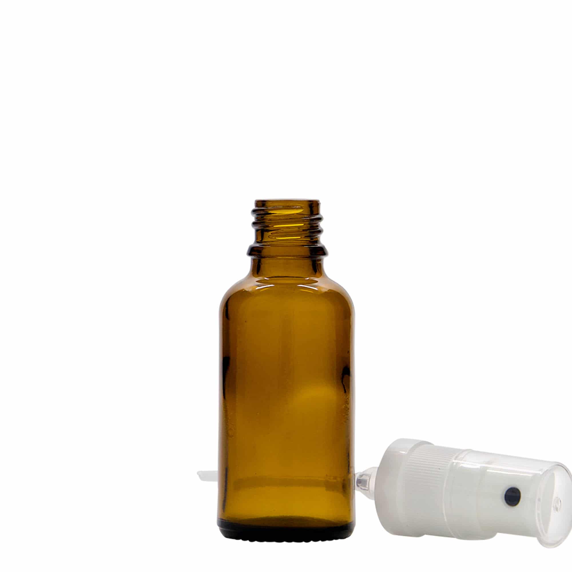 Medicinska flaša sa raspršivačem 30 ml, staklo, smeđa, otvor: DIN 18