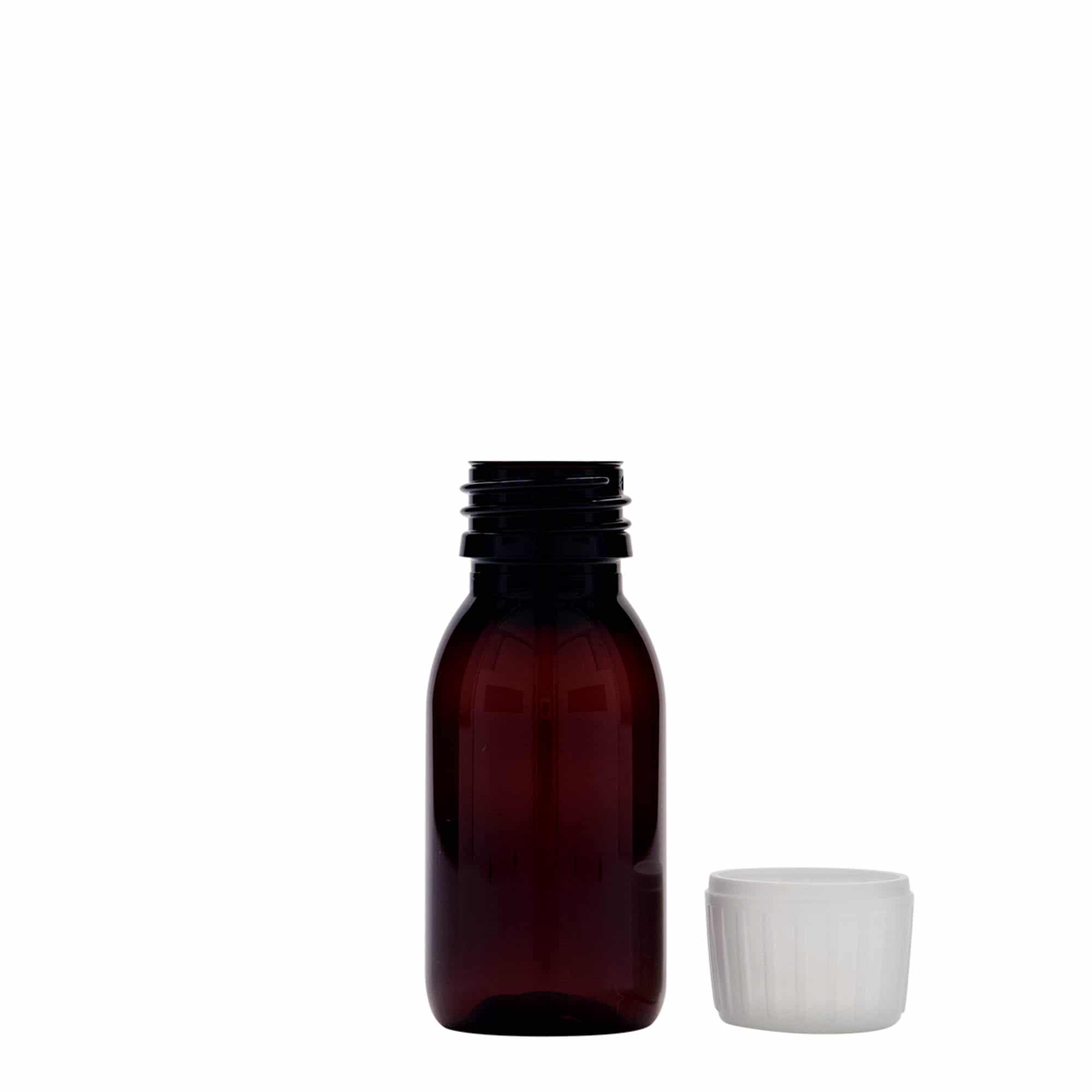 PET medicinska flaša 60 ml, smeđa, plastika, otvor: PP 28
