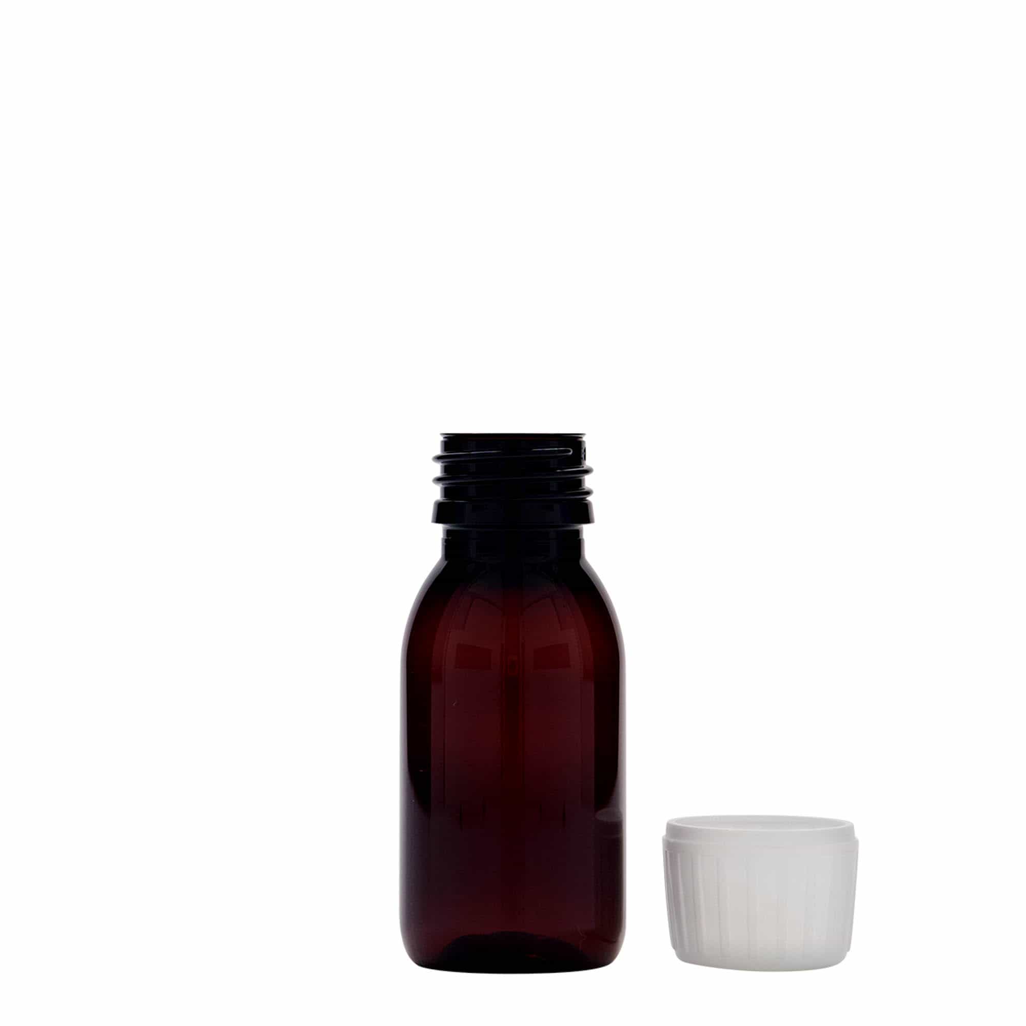 60 ml PET medicinska boca, smeđa, plastika, grlo: PP 28