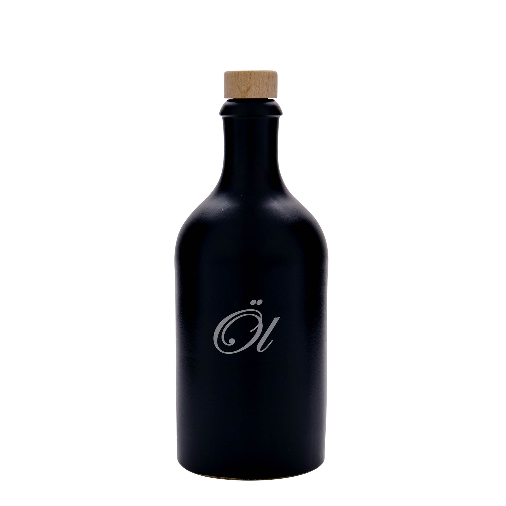 500 ml glineni vrč, motiv: ulje, kamenina, crna, otvor: pluta