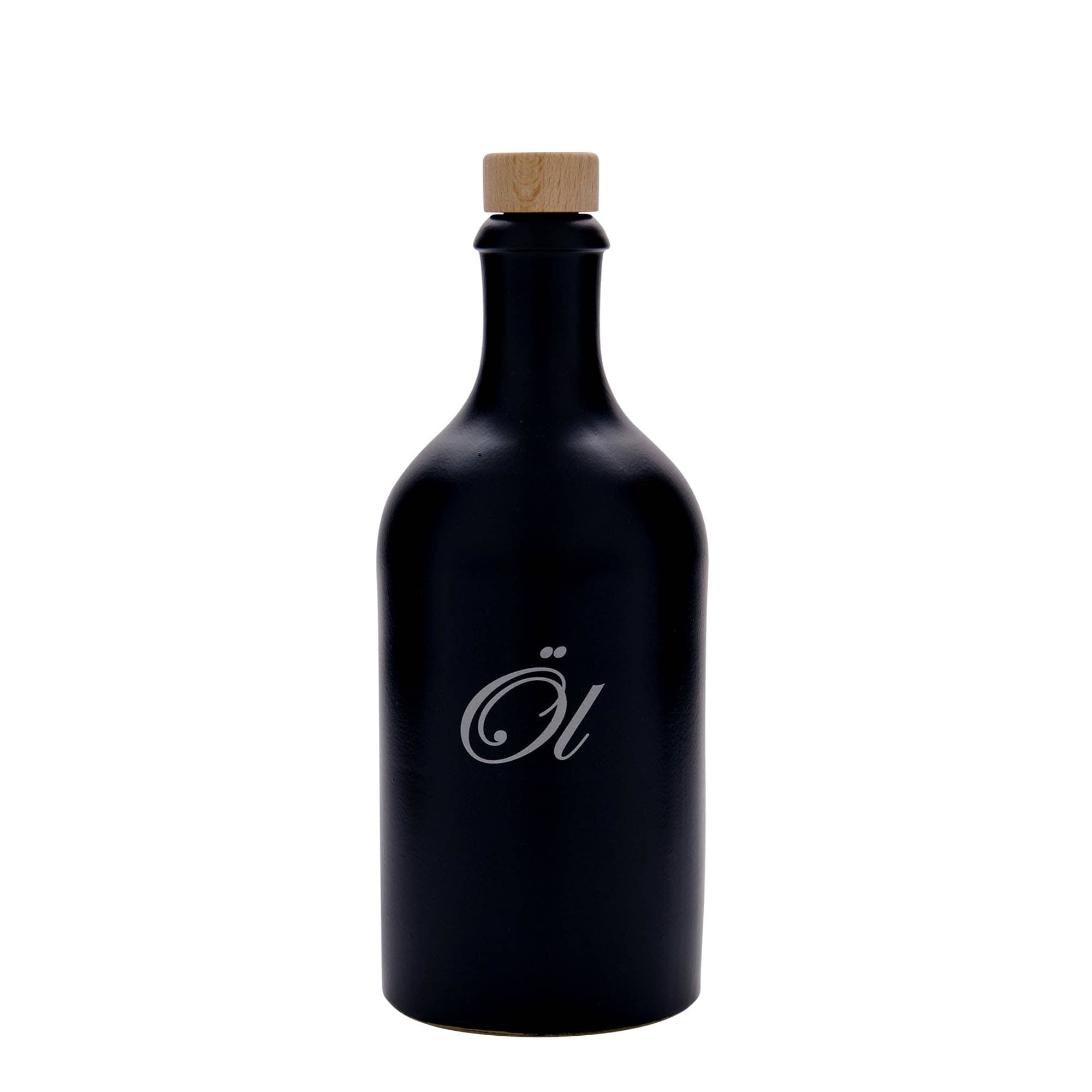 500 ml glineni vrč, motiv: ulje, kamenina, crna, otvor: pluta