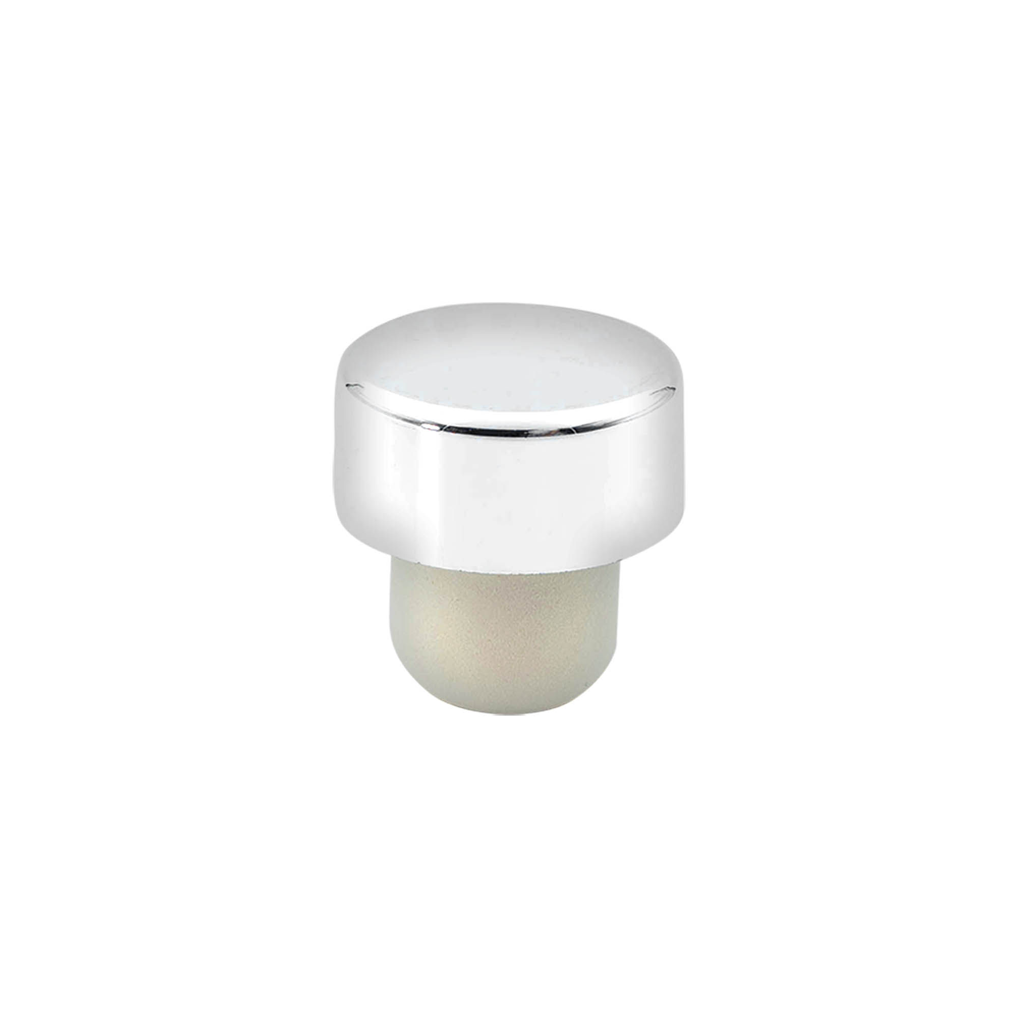 Čep s drškom 19 mm, plastika, srebrni, za otvor: čep Čep s drškom 19 mm, plastika, srebrni, za otvor: čep