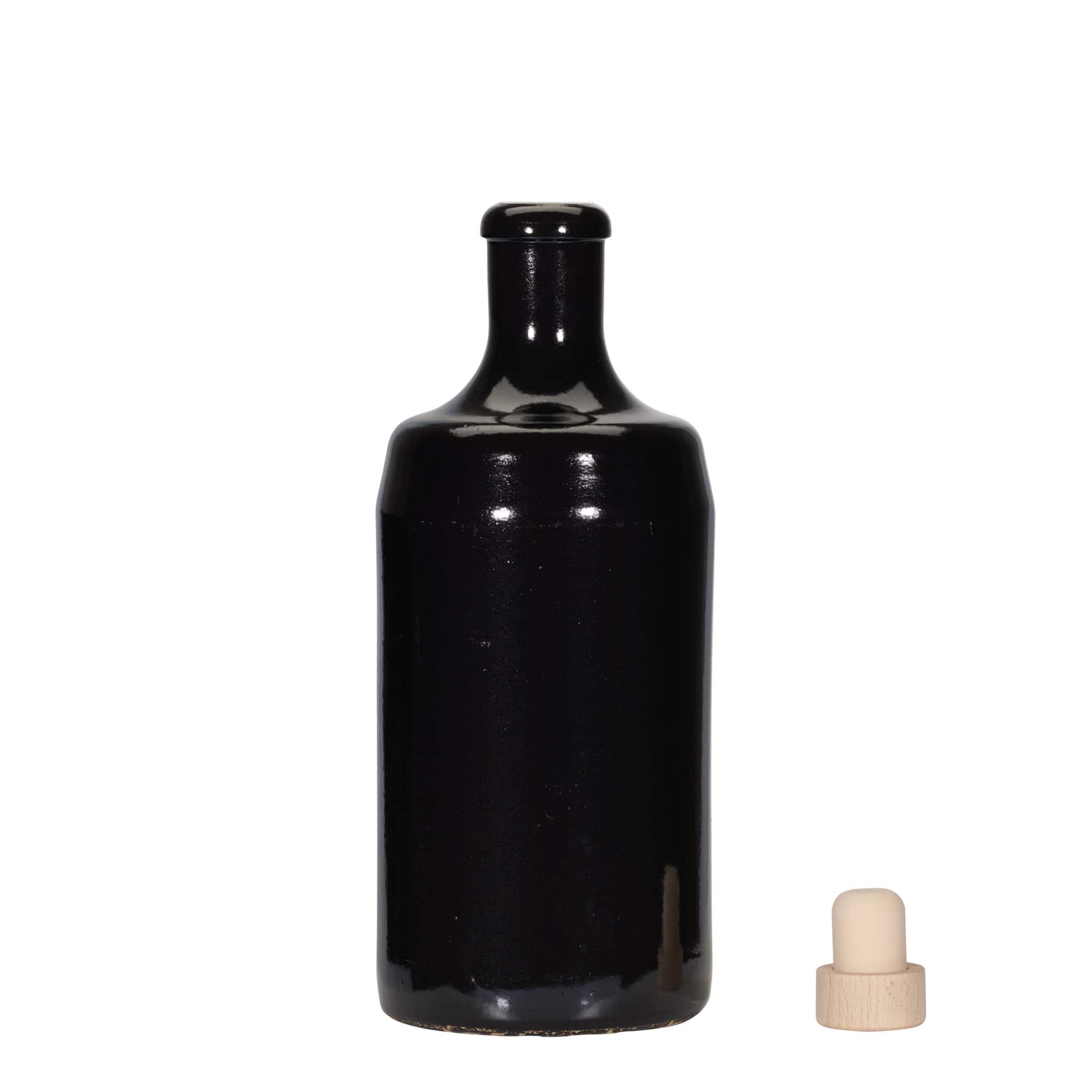 700 ml glineni vrč „Calvados, kamenina, crni, otvor: pluta“