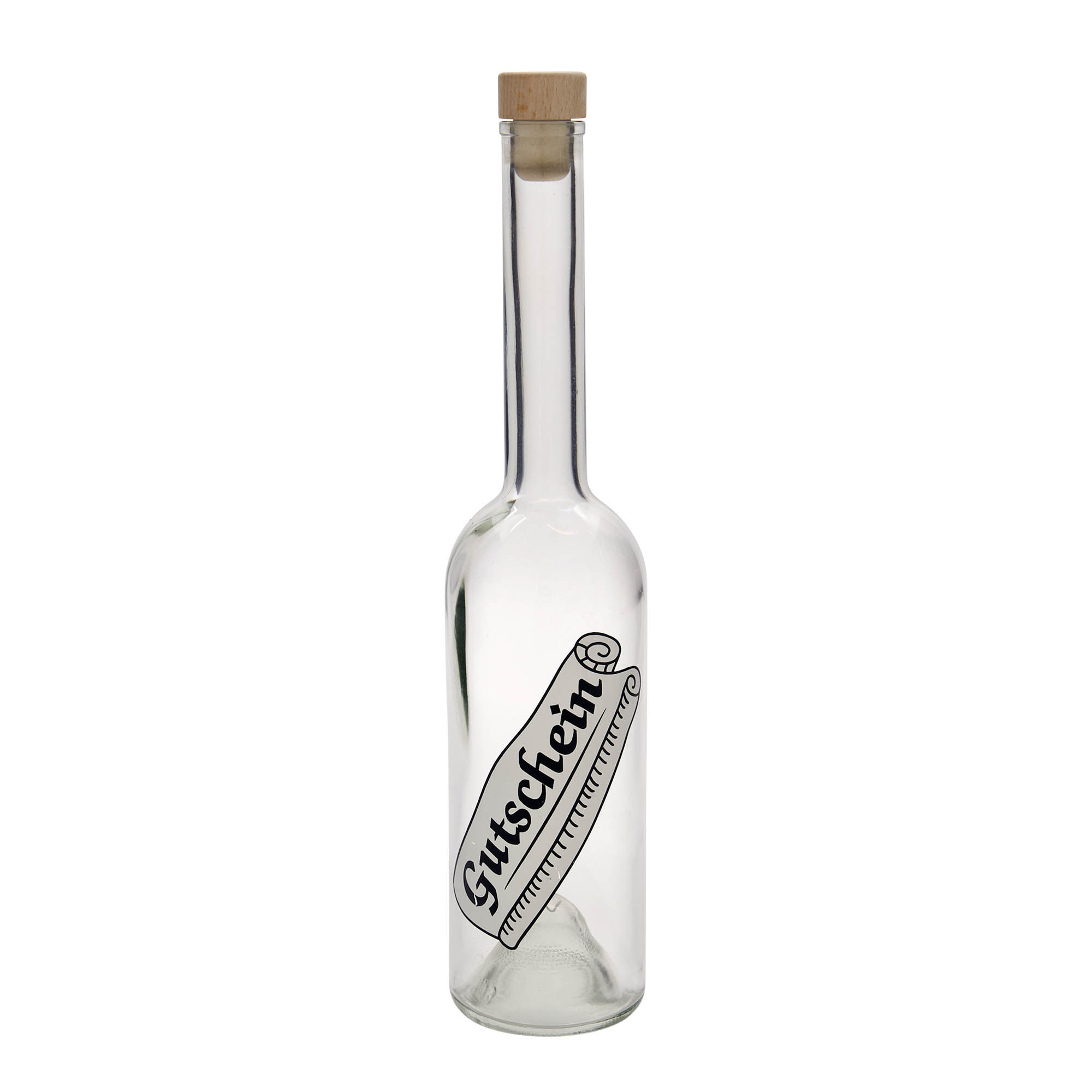 500 ml staklena boca 'Opera', motiv: poklon bon, grlo: pluta 500 ml staklena boca 'Opera', motiv: poklon bon, grlo: pluta