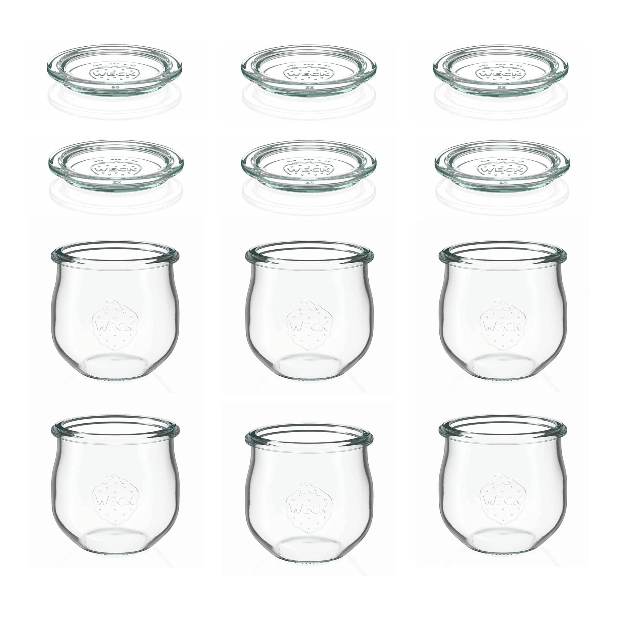 6x 370 ml WECK staklo u obliku tulipana sa staklenim poklopcem RR 80