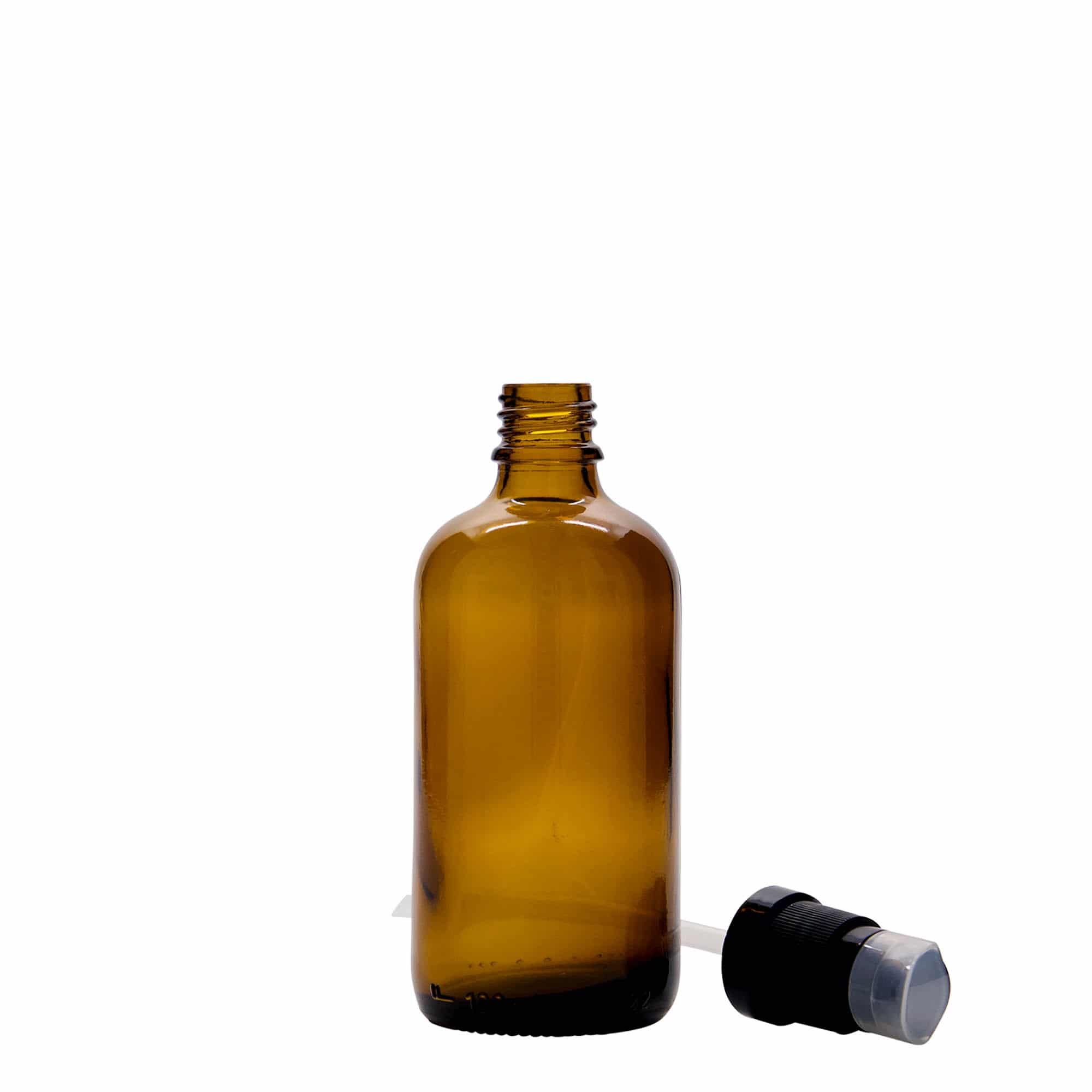 Medicinska flaša sa pumpicom za losion 100 ml, staklo, smeđa, otvor: DIN 18