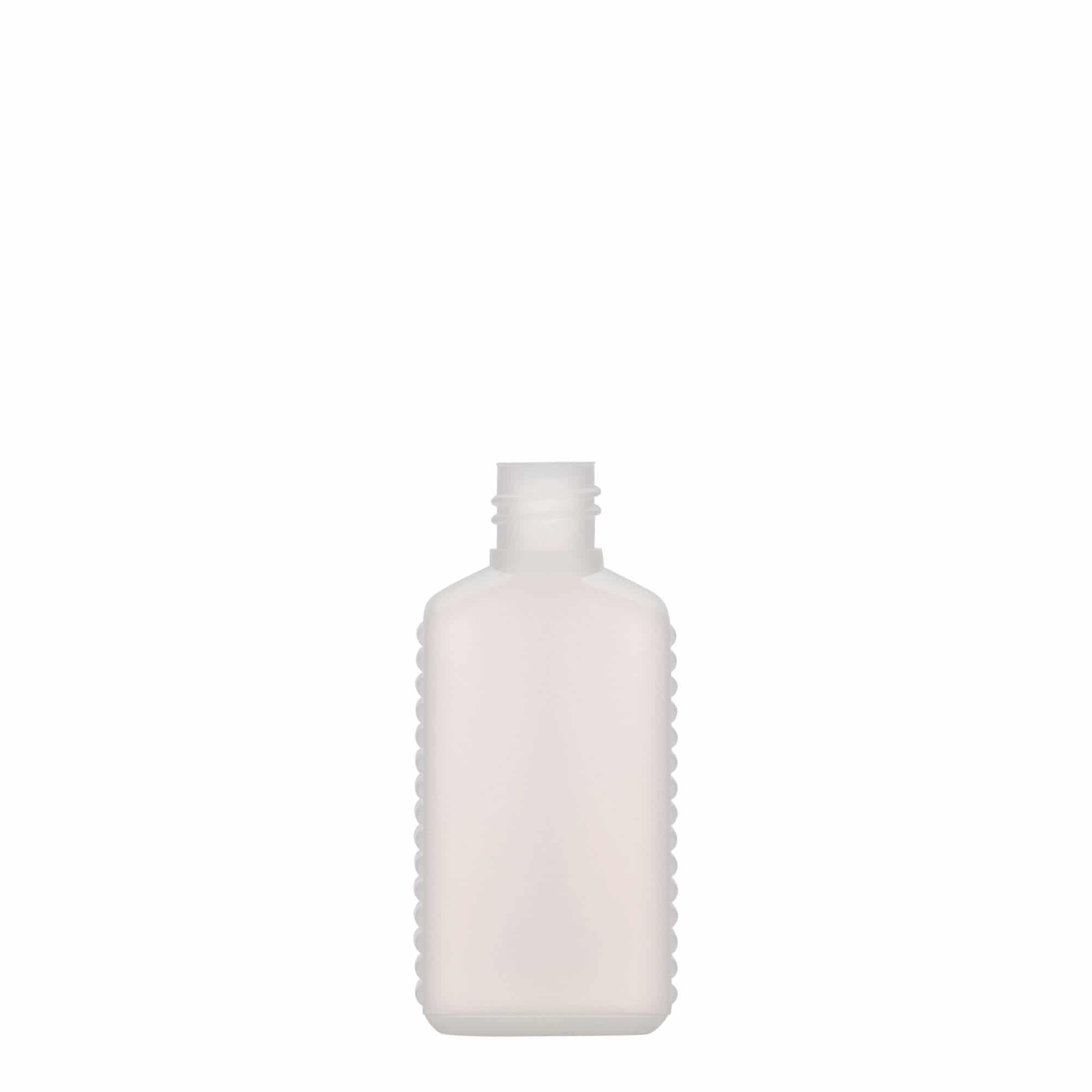 Kanister flaša sa uskim vratom 50 ml, kvadratna, HDPE plastika, prirodna, otvor: DIN 18 Kanister flaša sa uskim vratom 50 ml, kvadratna, HDPE plastika, prirodna, otvor: DIN 18