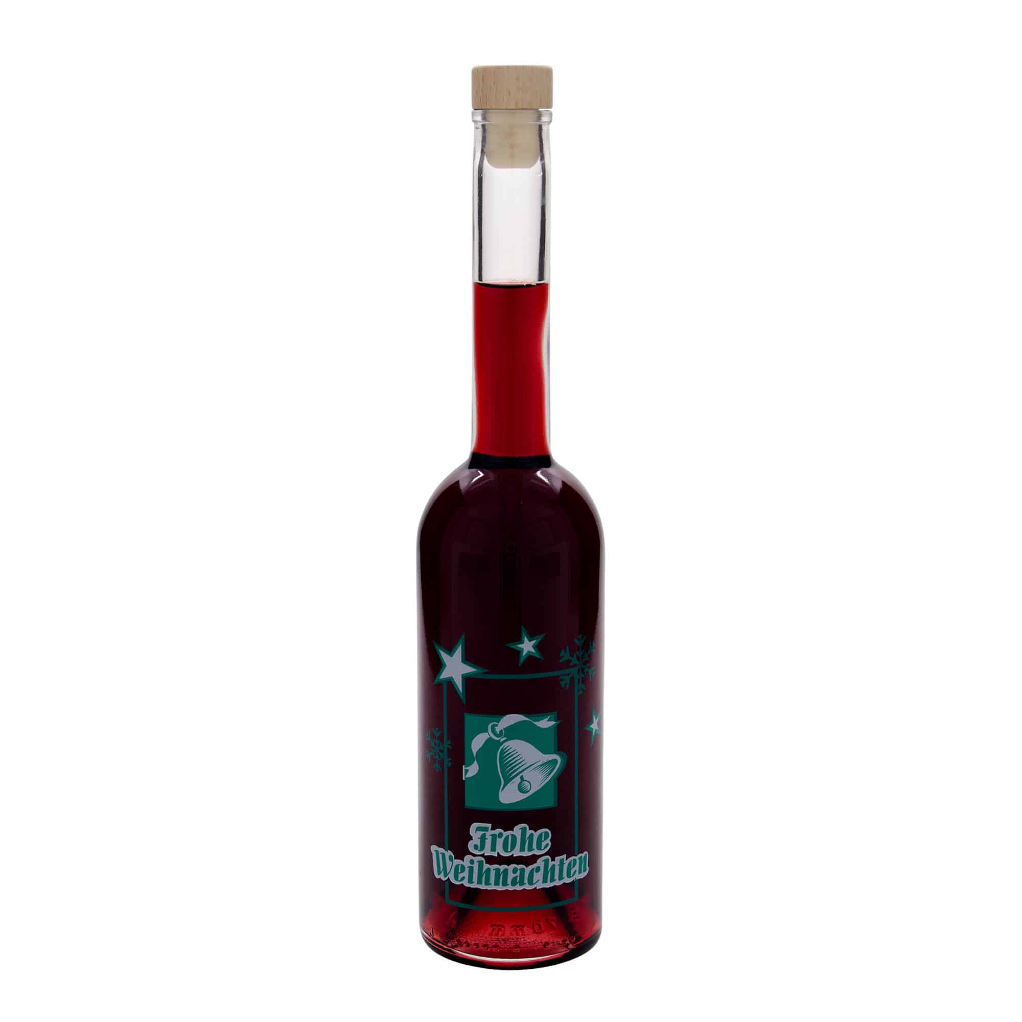 Staklena flaša 500 ml 'Opera', motiv: Sretan Božić, otvor: Pluto