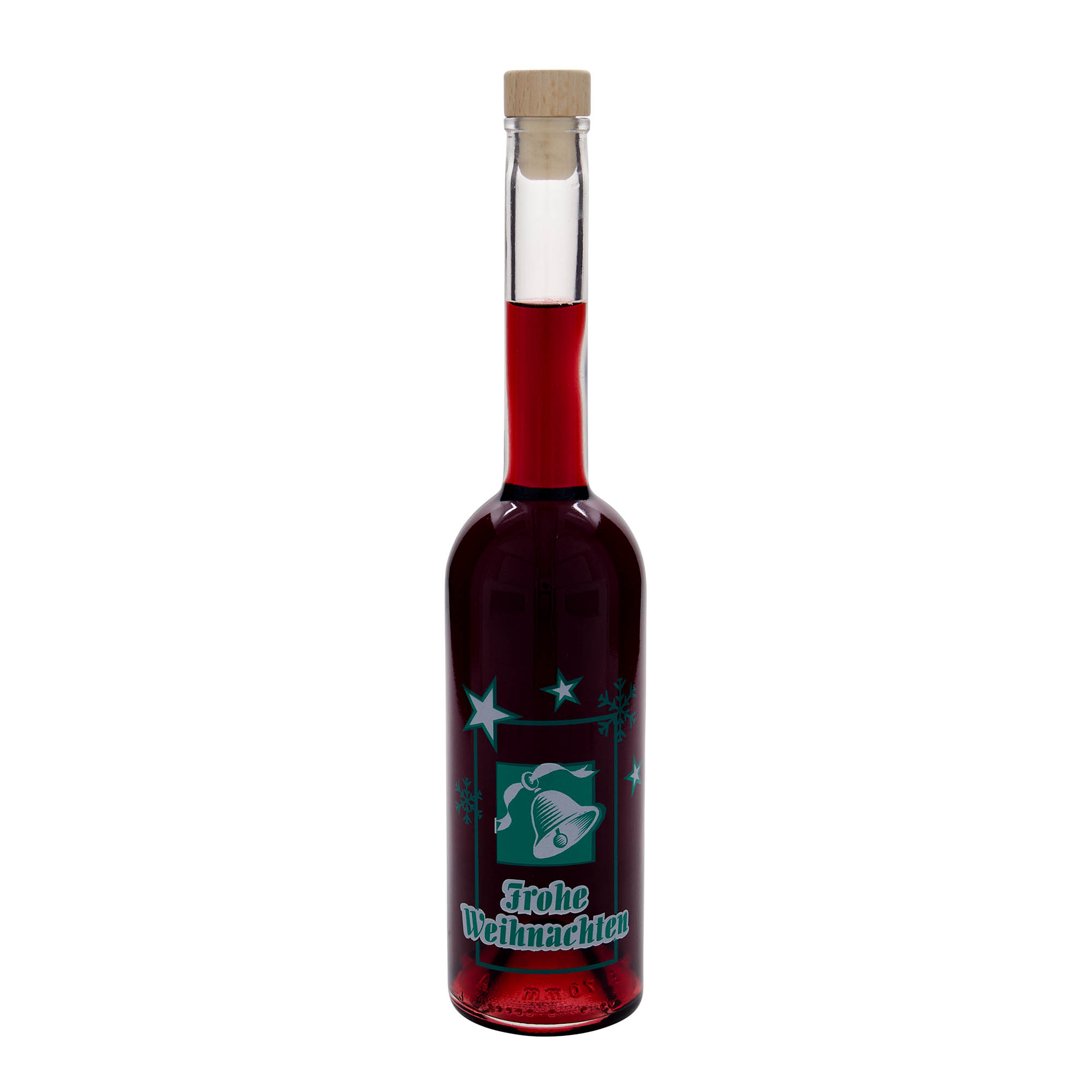500 ml staklena boca 'Opera', motiv: Sretan Božić, grlo: pluta