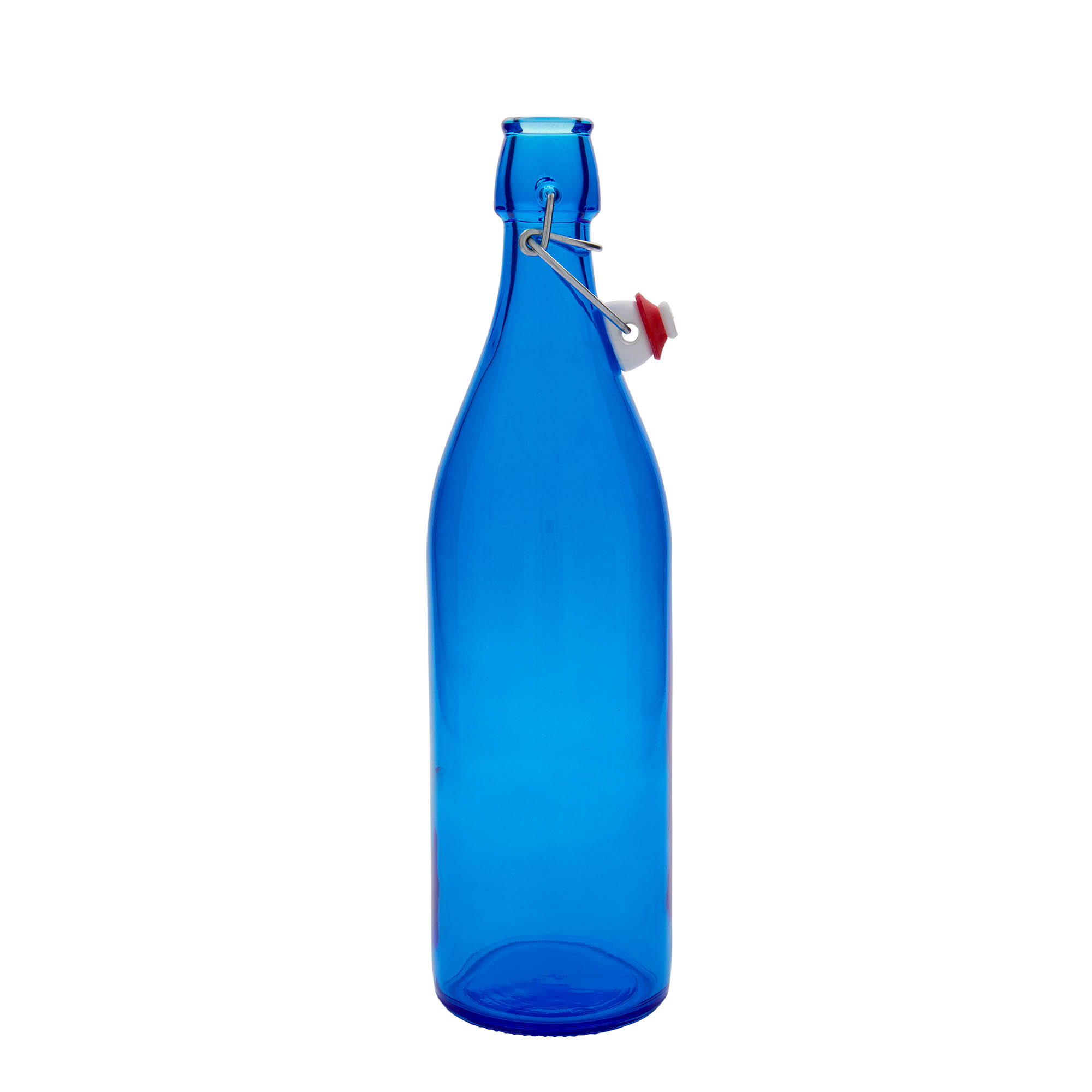 1.000 ml staklena boca „Giara“, plava, grlo: zatvarač sa kopčom