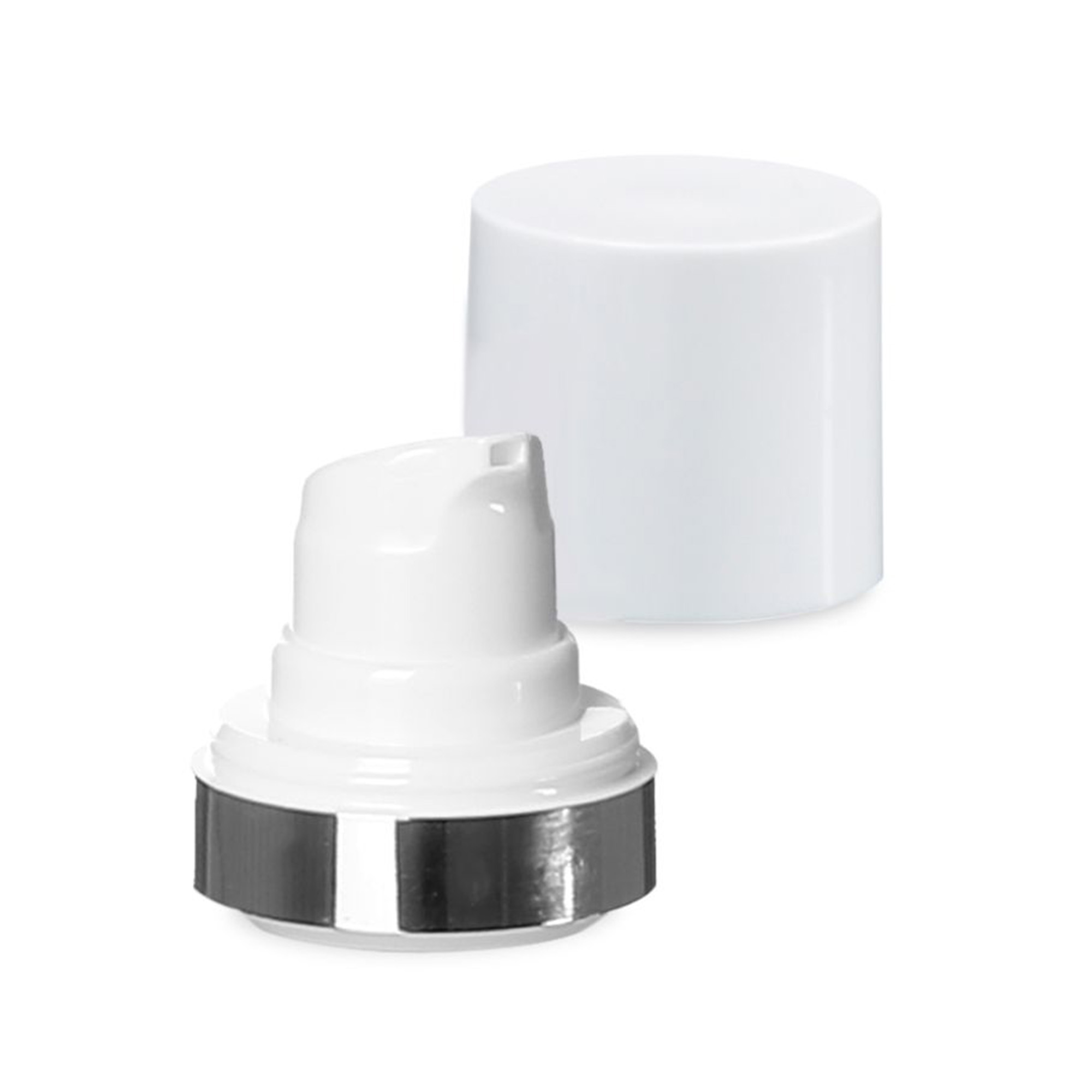 Airless glava Micro srebrni rub + bijela, sjajna čepić Airless glava Micro srebrni rub + bijela, sjajna čepić