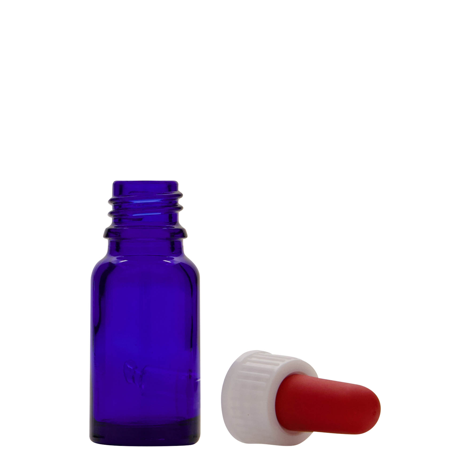 10 ml bočica s pipetom, medicinska, staklena, kraljevsko plava-crvena, grlo: DIN 18 10 ml bočica s pipetom, medicinska, staklena, kraljevsko plava-crvena, grlo: DIN 18