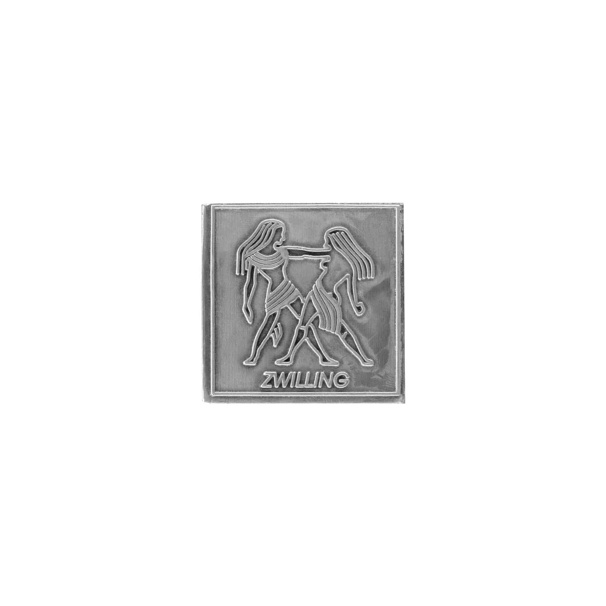 Kalajna etiketa 'Zwilling', kvadratna, metalna, srebrna