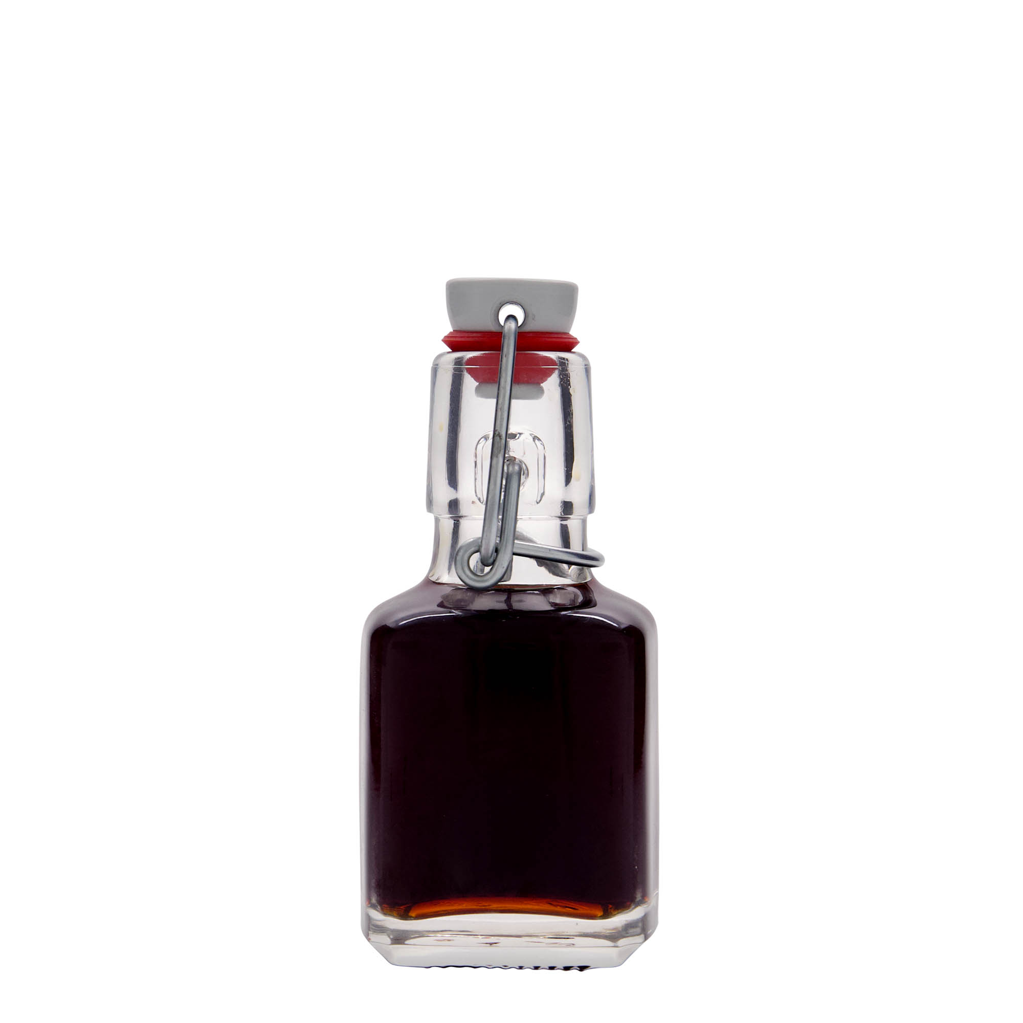100 ml staklena boca 'Kubica', četvrtasta, otvor: zatvarač s kopčom 100 ml staklena boca 'Kubica', četvrtasta, otvor: zatvarač s kopčom