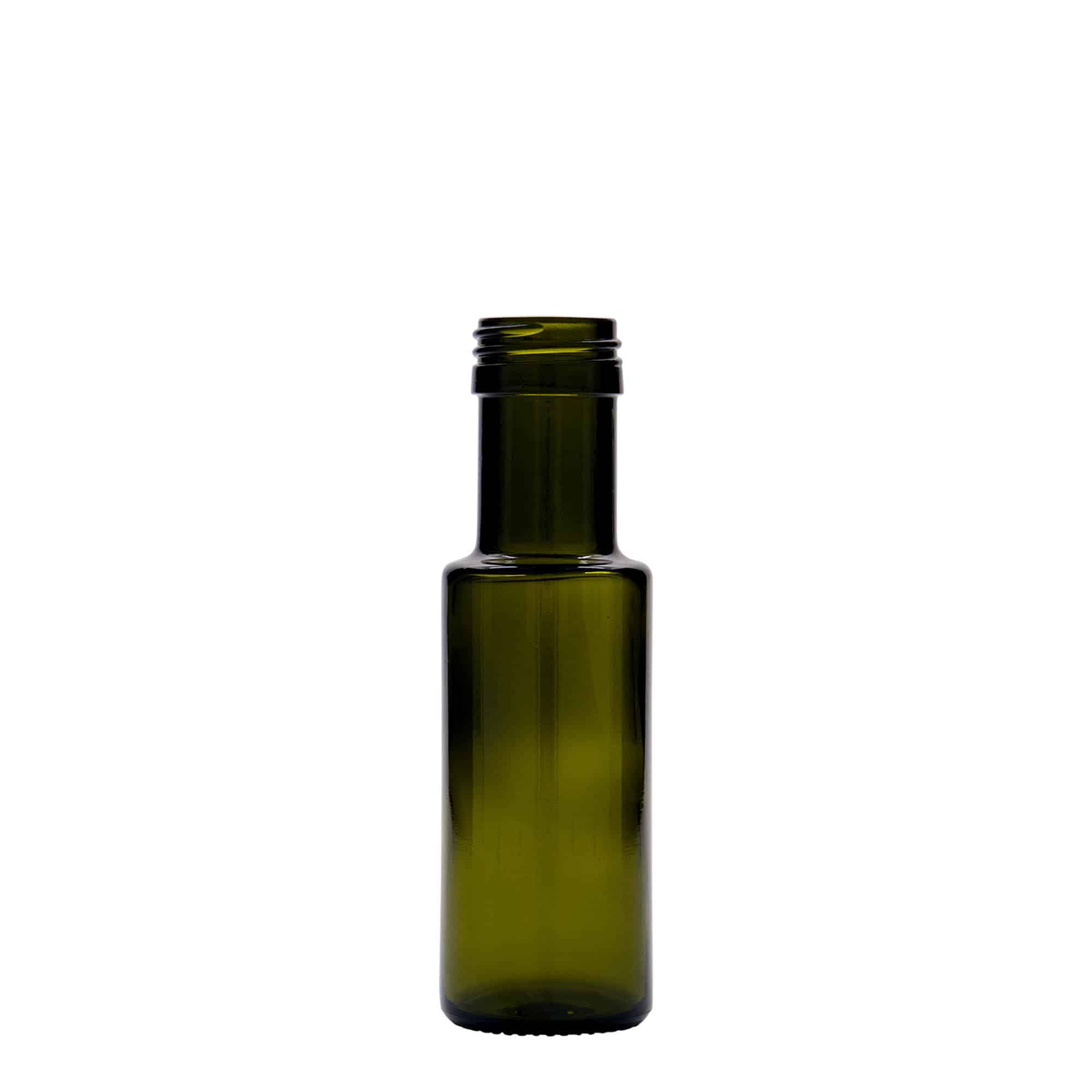 Staklena flaša 100 ml 'Dorica', antikno zelena, otvor: PP 31,5 Staklena flaša 100 ml 'Dorica', antikno zelena, otvor: PP 31,5