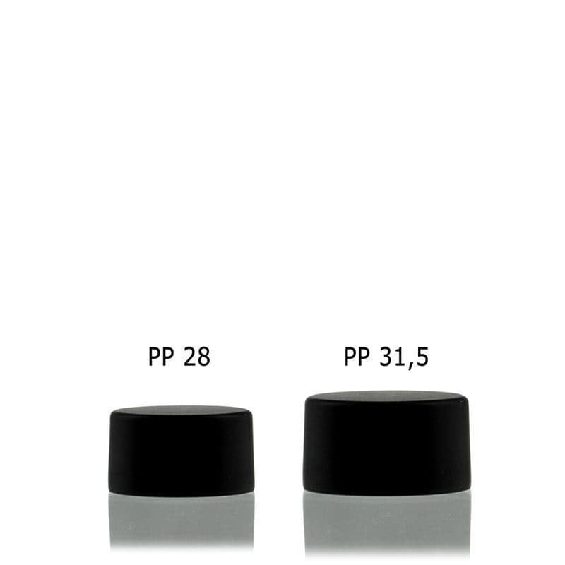 Navojni zatvarač, metal-plastika, crna, za otvor: PP 28