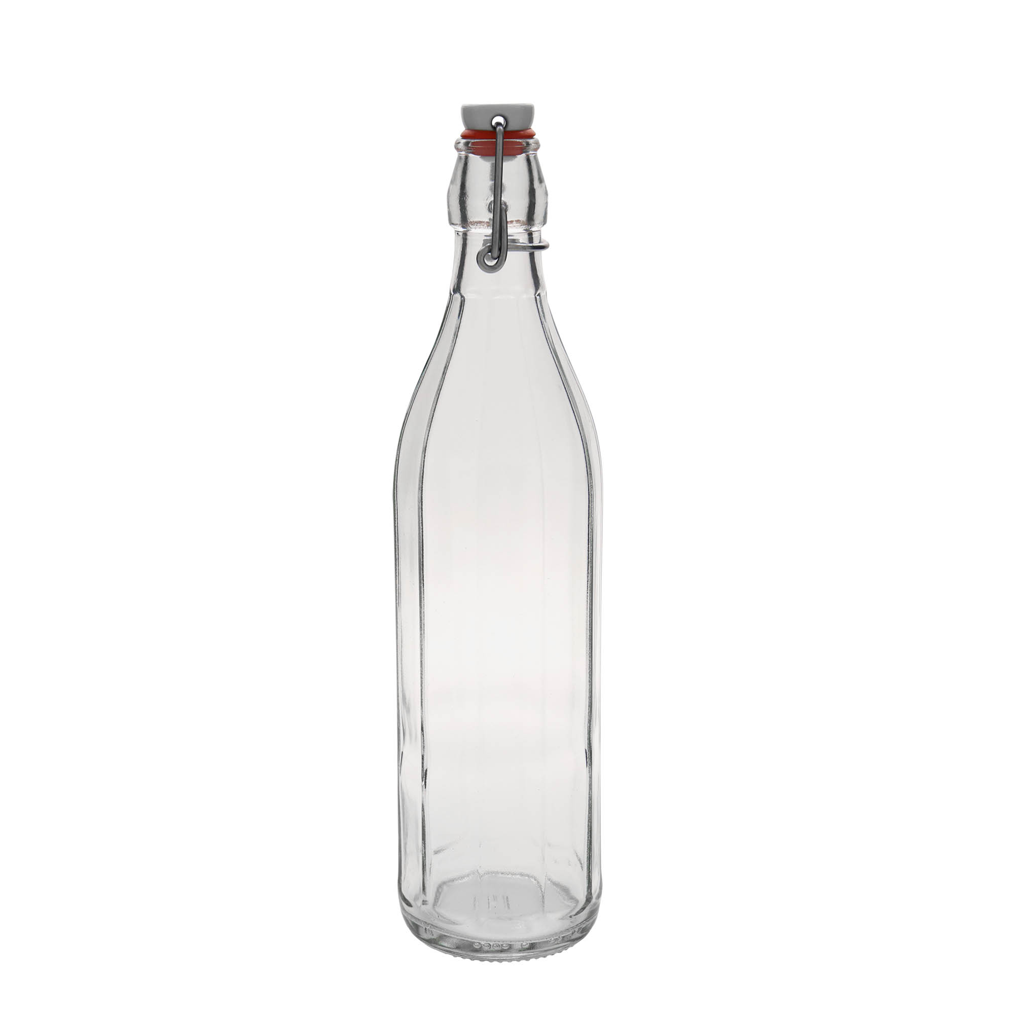 750 ml staklena boca 'Bravo', desetostrana, otvor: zatvarač sa kopčom