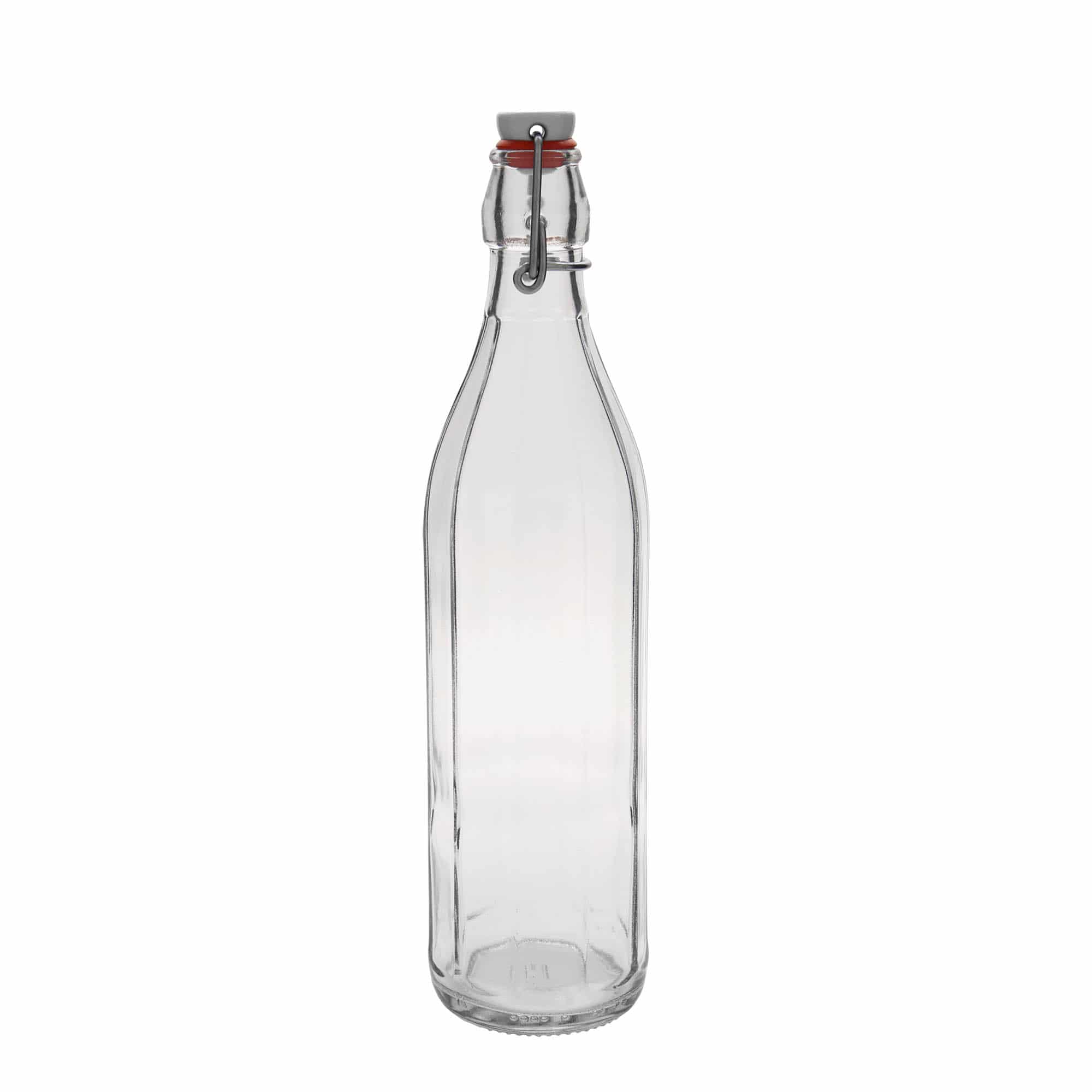 750 ml staklena boca 'Bravo', desetostrana, otvor: zatvarač sa kopčom