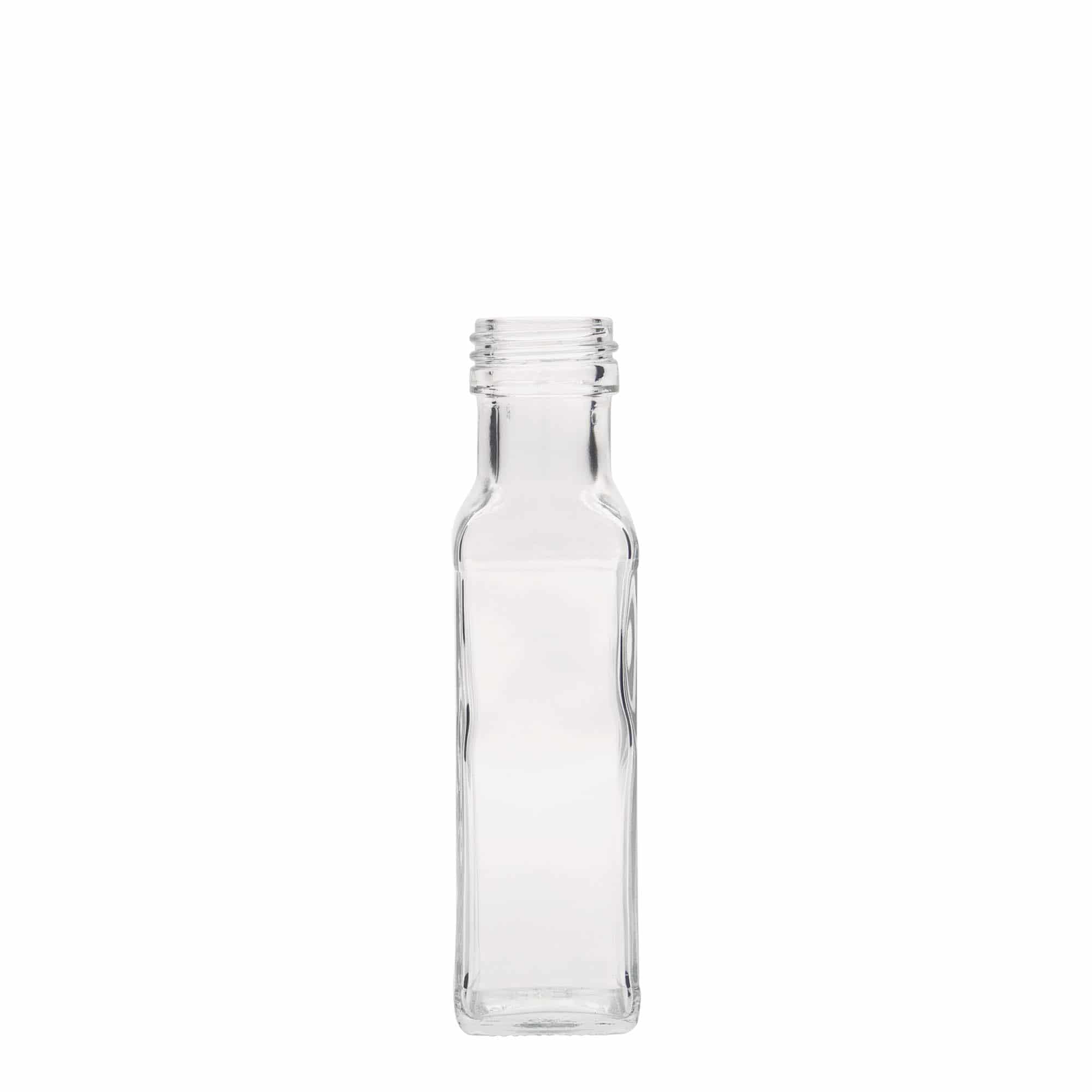 Staklena flaša 100 ml 'Marasca', kvadratna, otvor: PP 31,5 Staklena flaša 100 ml 'Marasca', kvadratna, otvor: PP 31,5