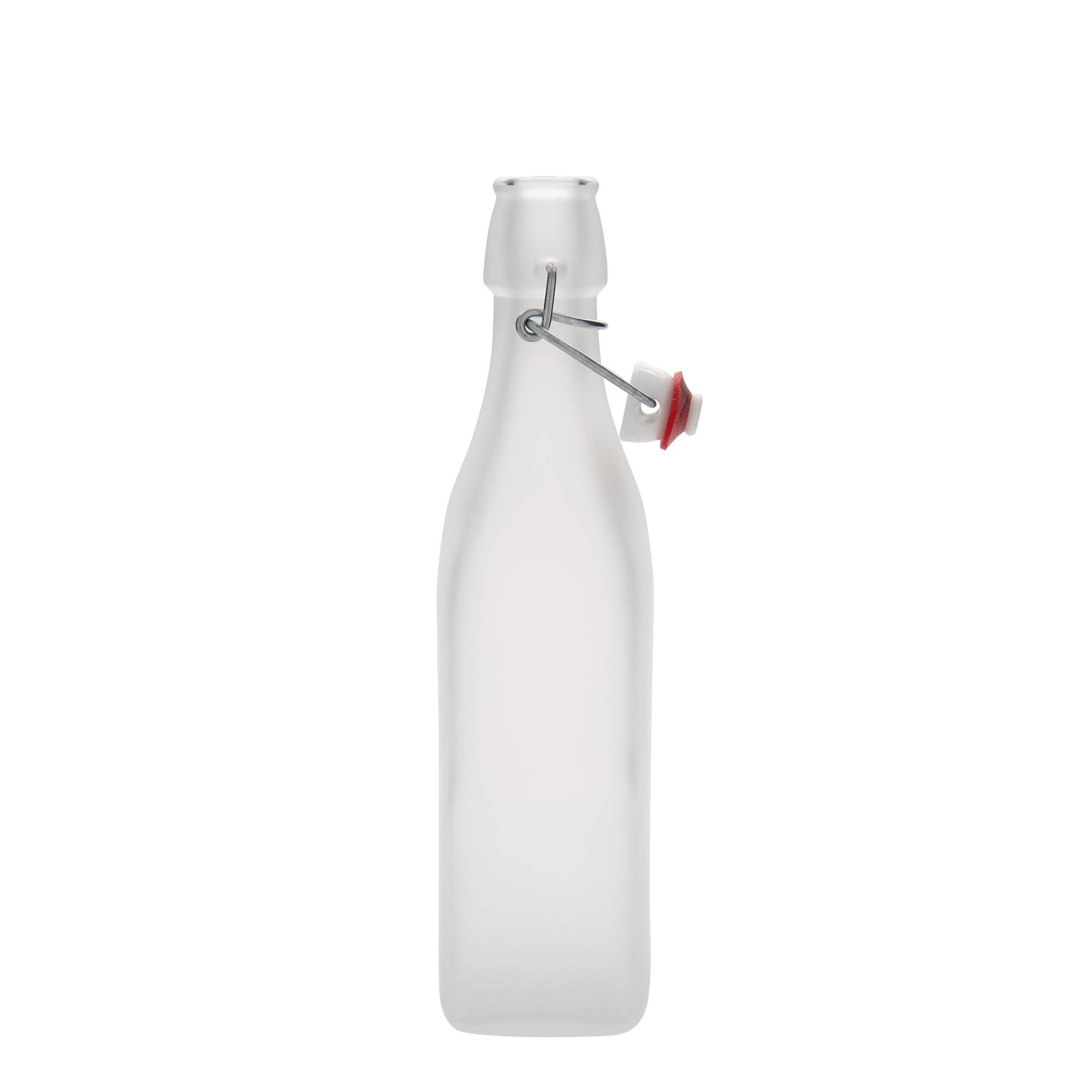 500 ml staklena boca 'Swing, kvadratna, bijela, grlo: zatvarač s kopčom'