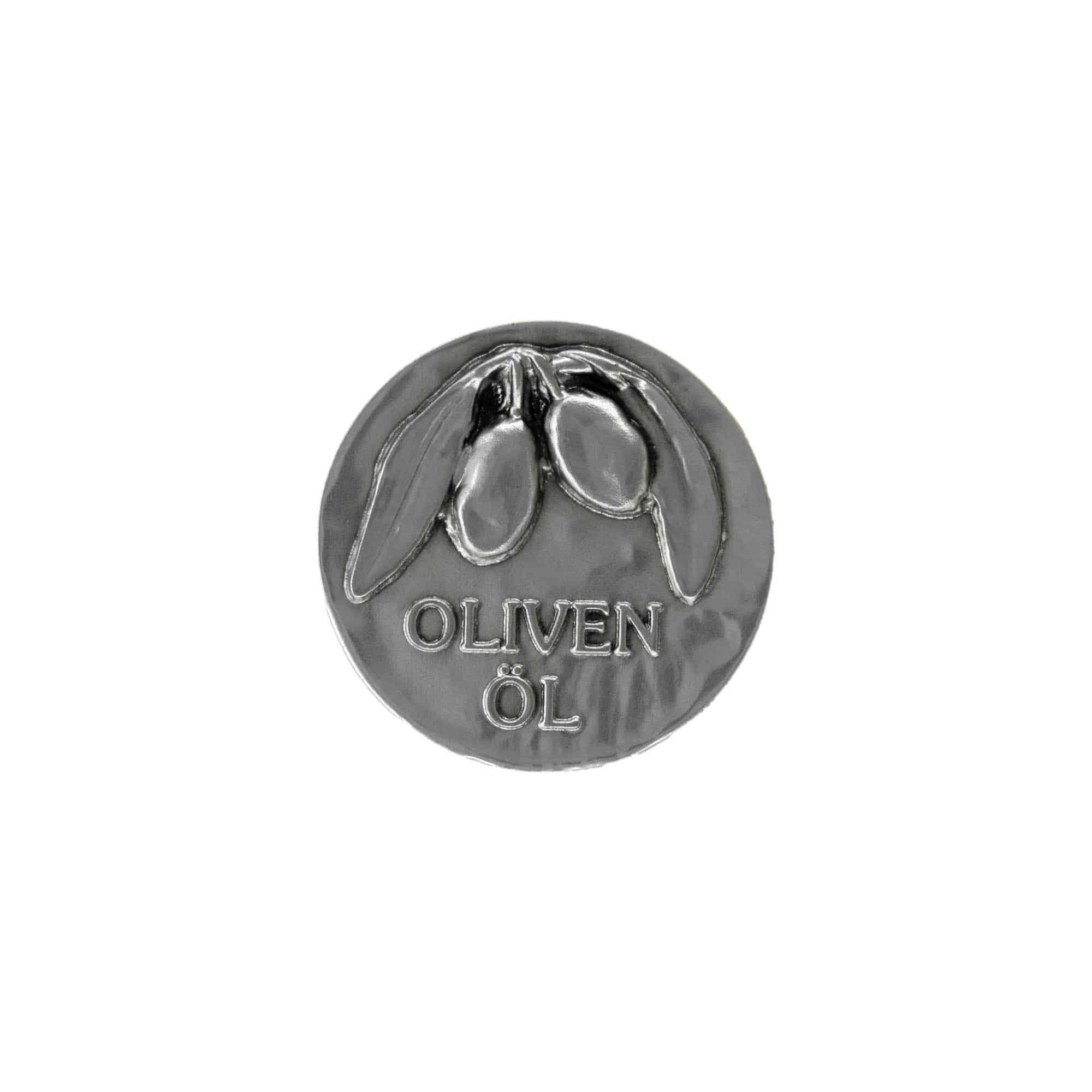 Pločica od kositra „Maslinovo ulje“, metal, srebrna