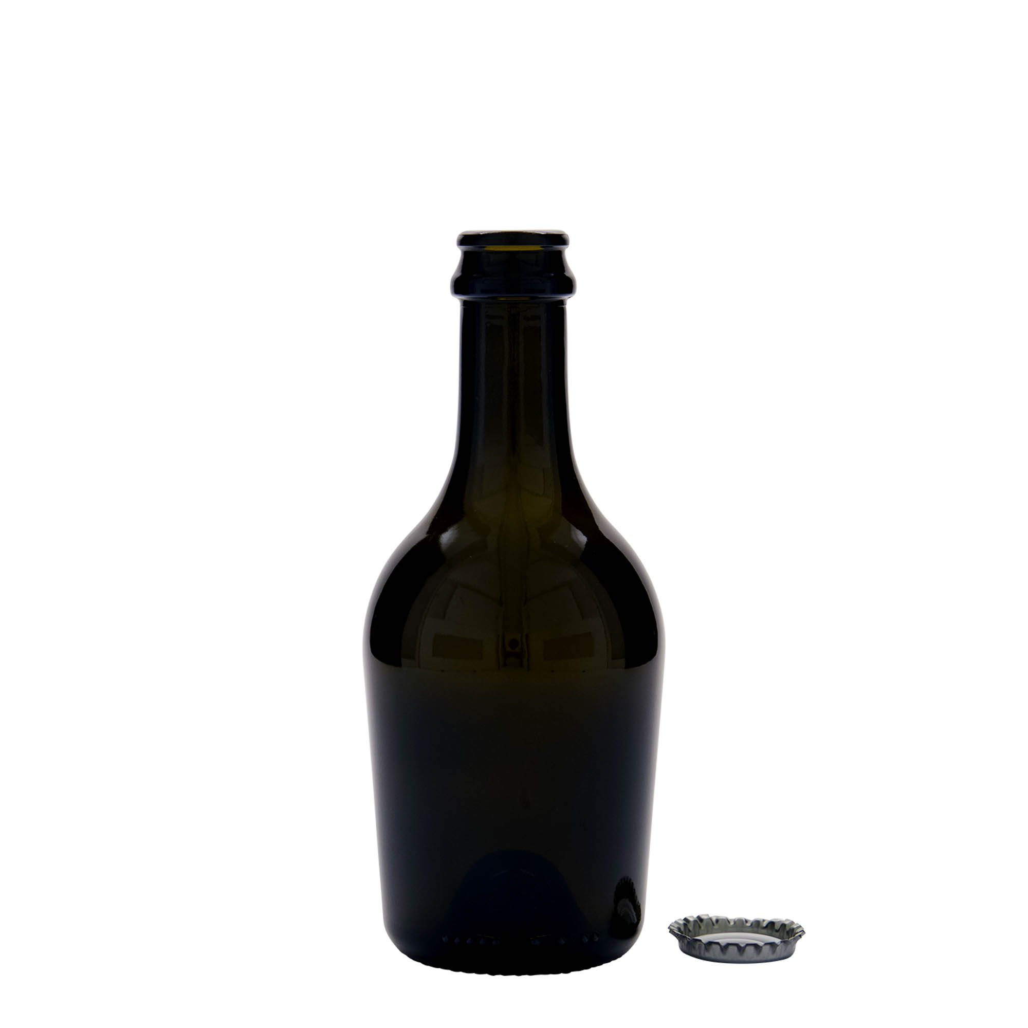 330 ml boca za pivo/šampanjac 'Butterfly', staklo, antikno zelena, grlo: krunski čep